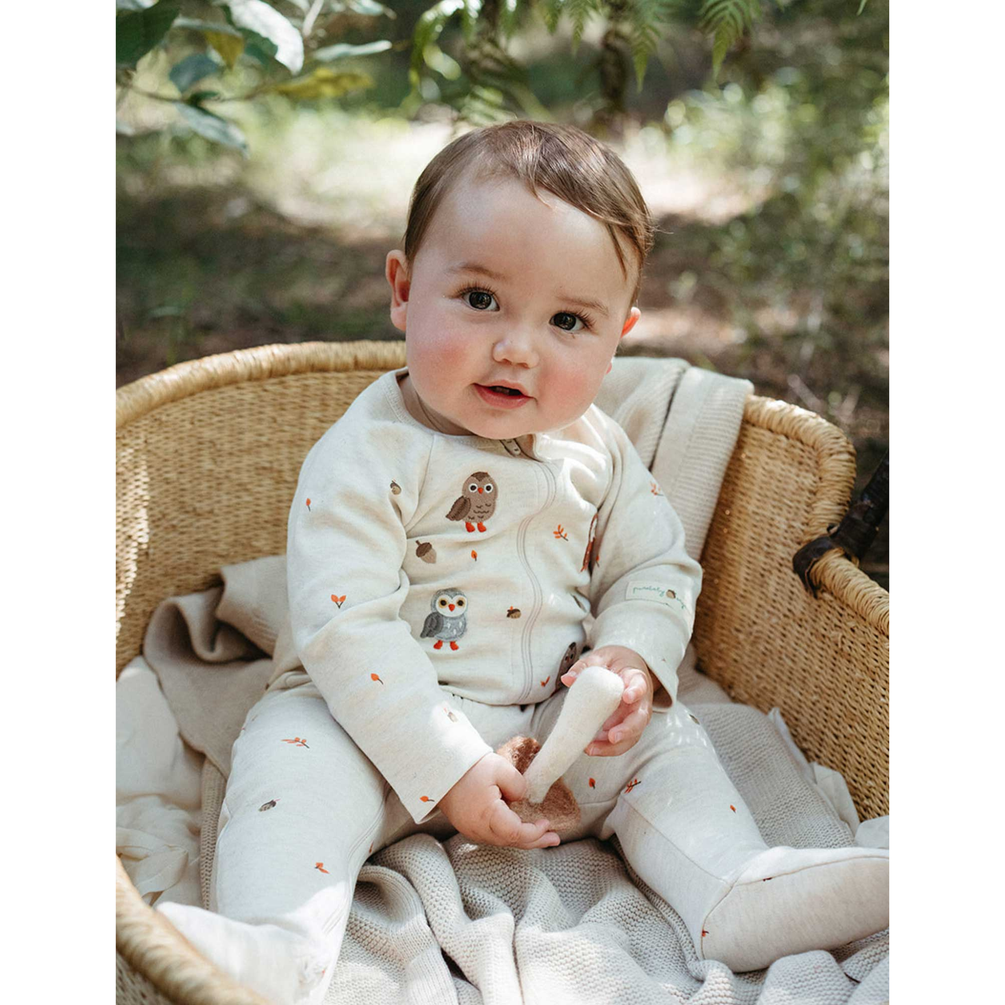 Purebaby Thick Zip Growsuit - Oak Leaf Print