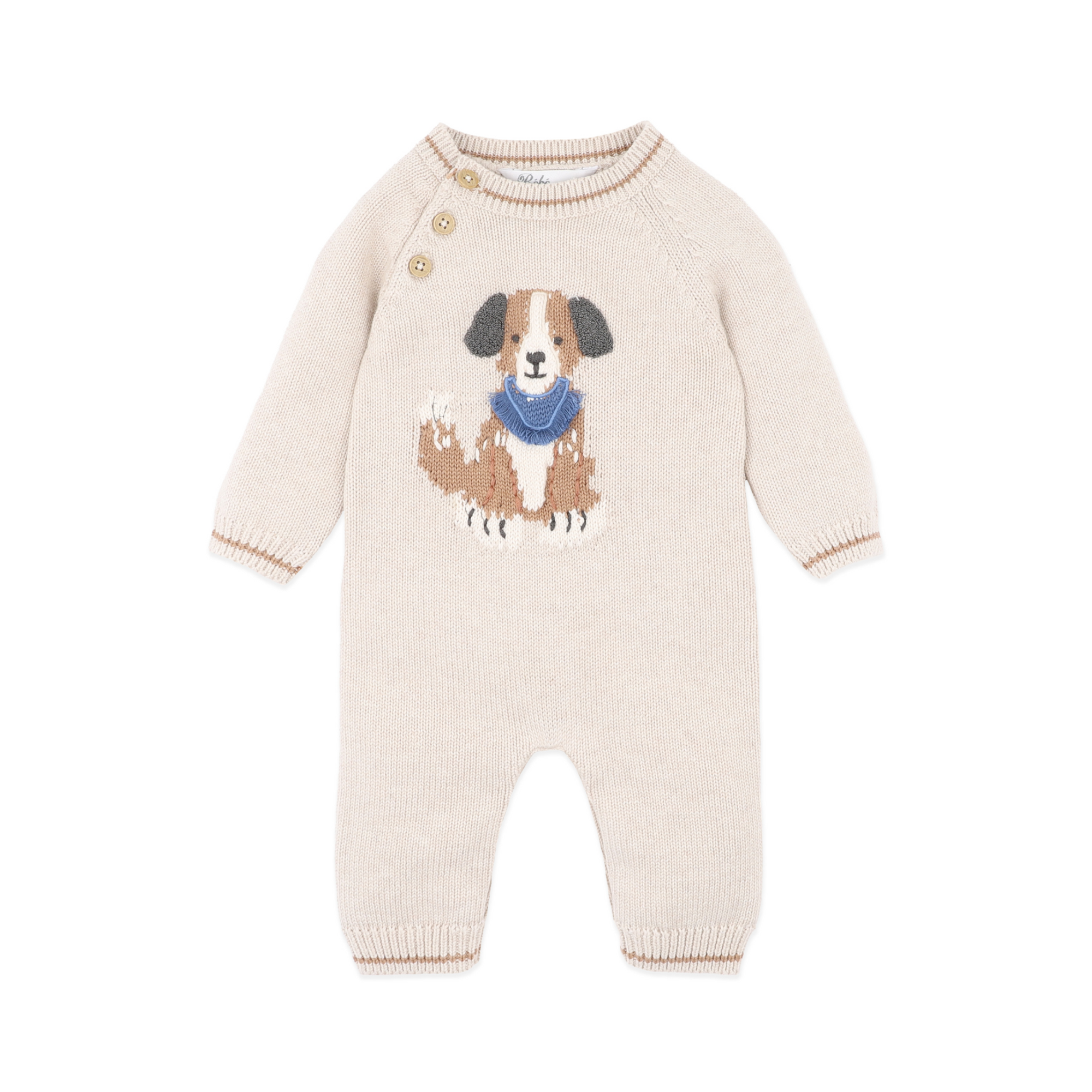 Bebe Otto Organic Knitted Dog Romper - Oat