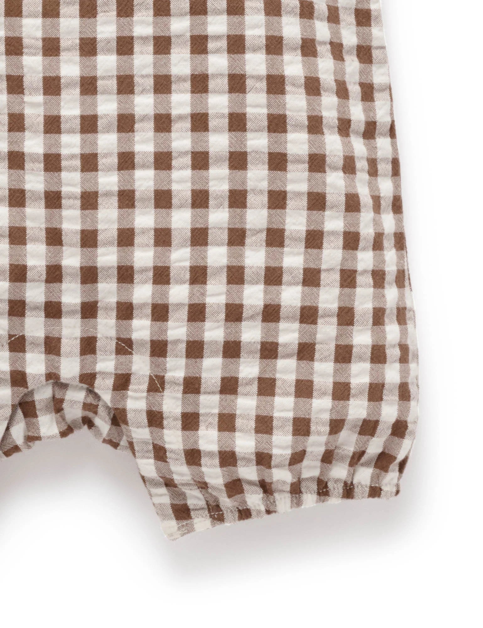 Ducky Gingham Romper - Milk Chocolate