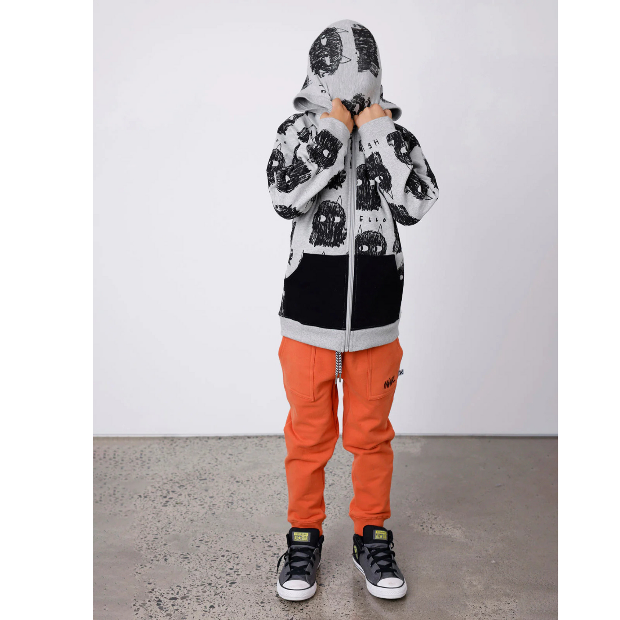 Minti - Hello Monsters Furry Zip Up - Grey Marle