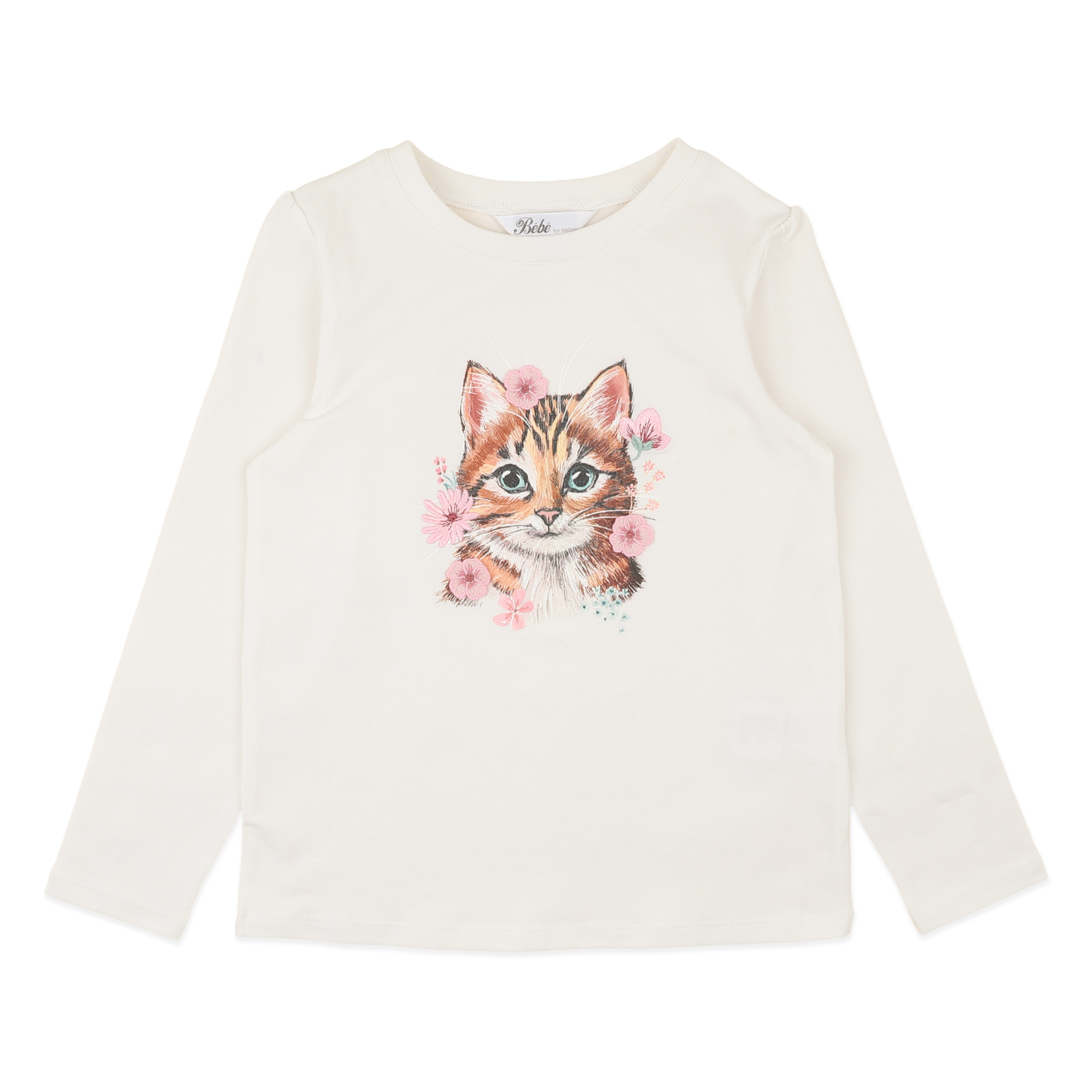Bebe Fern Kitten Long Sleeve Tee - Snow