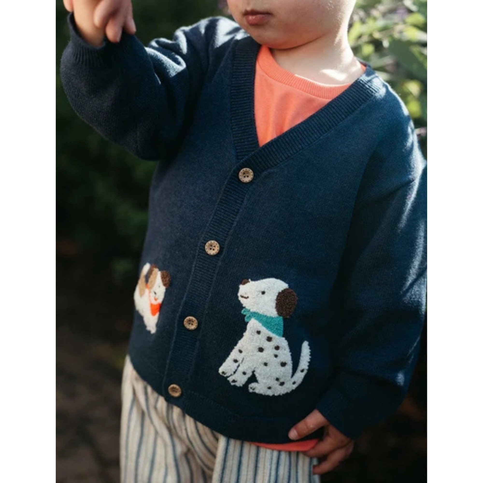 Purebaby Doggy Cardigan - French Navy Melange