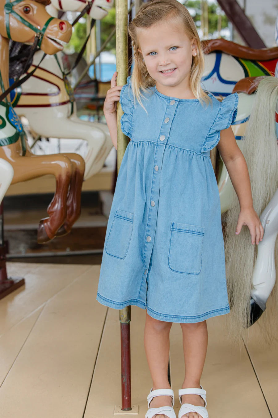 Milky Denim Frill Dress