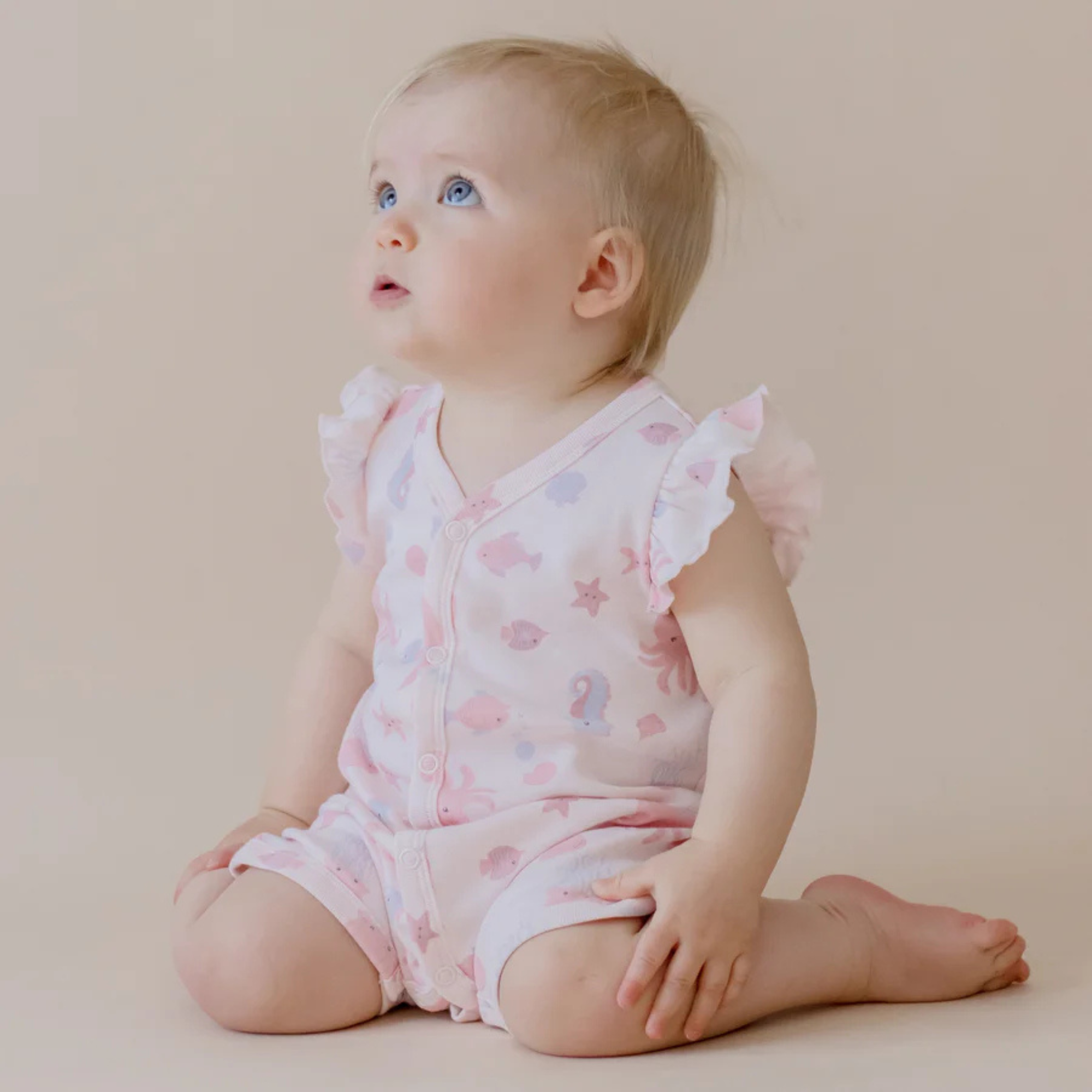 Marquise Seascape Flutter Sleeve Romper