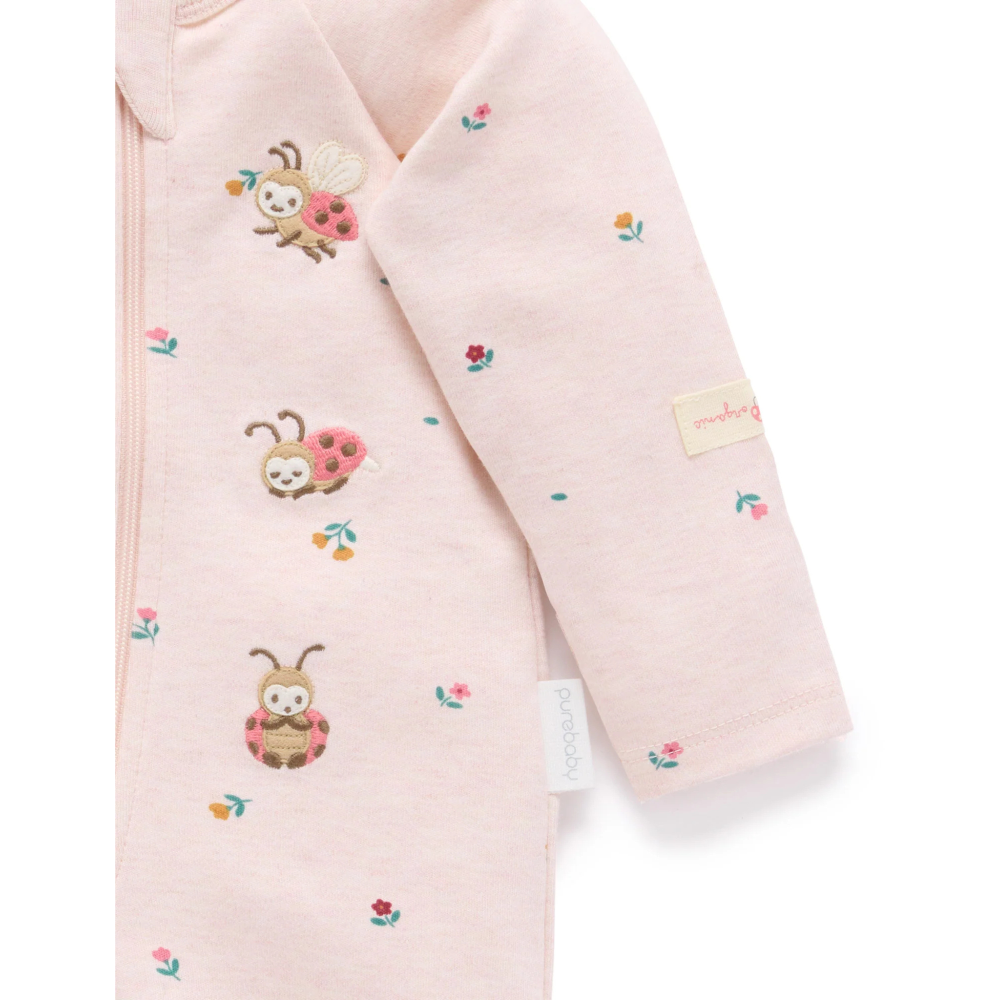Purebaby Thick Zip Growsuit - Sweet Pea Print