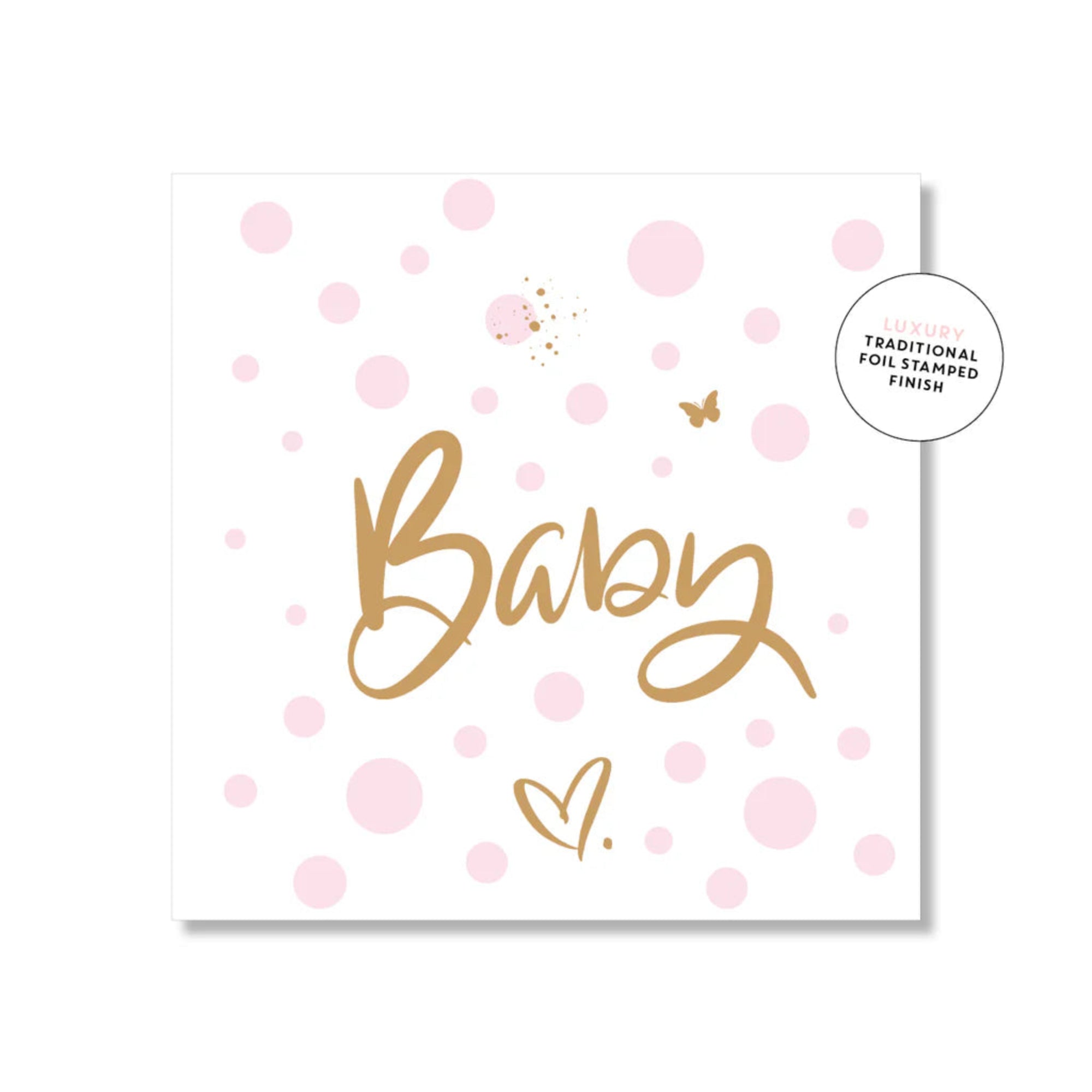 Mini Card - Baby White, Pink Spots