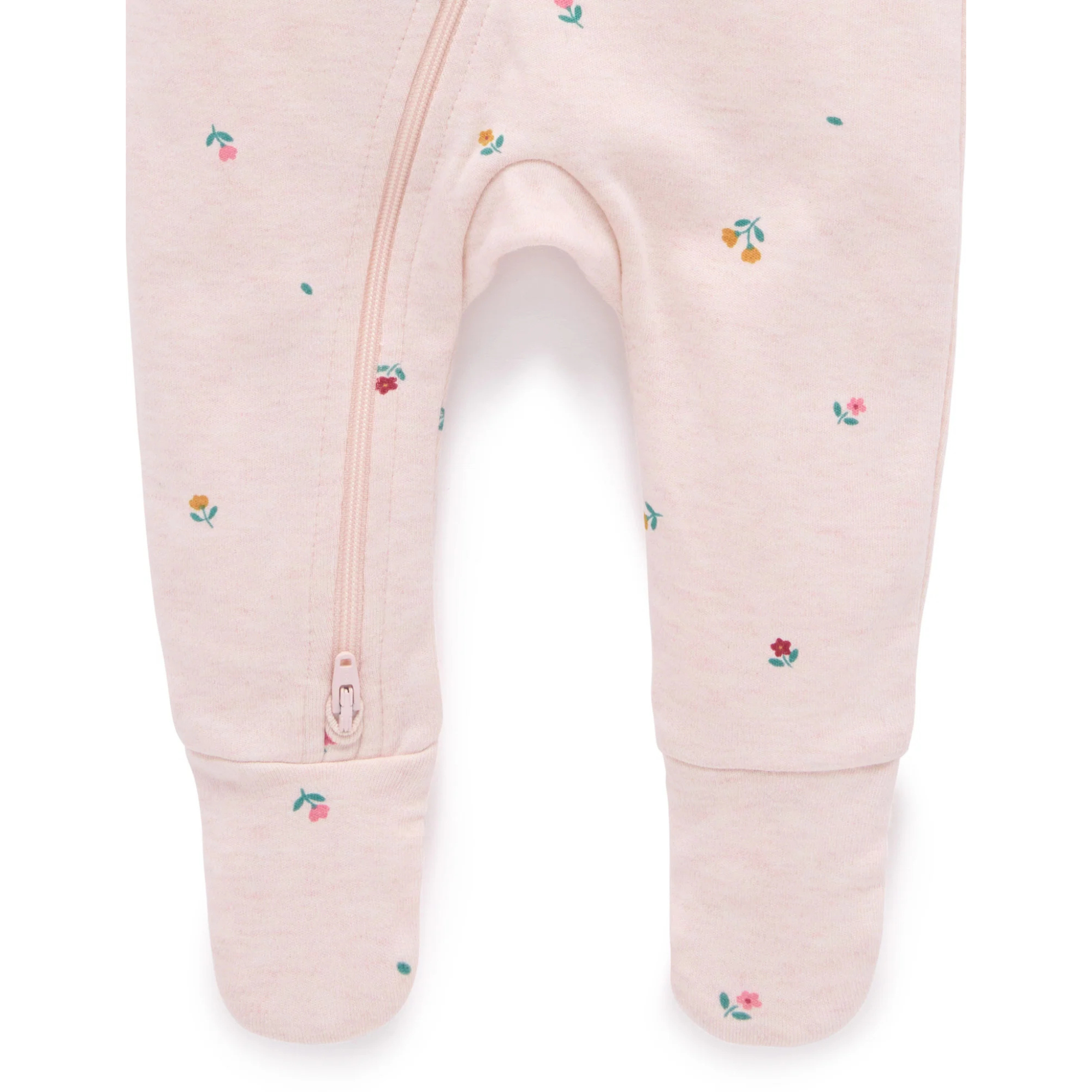 Purebaby Thick Zip Growsuit - Sweet Pea Print
