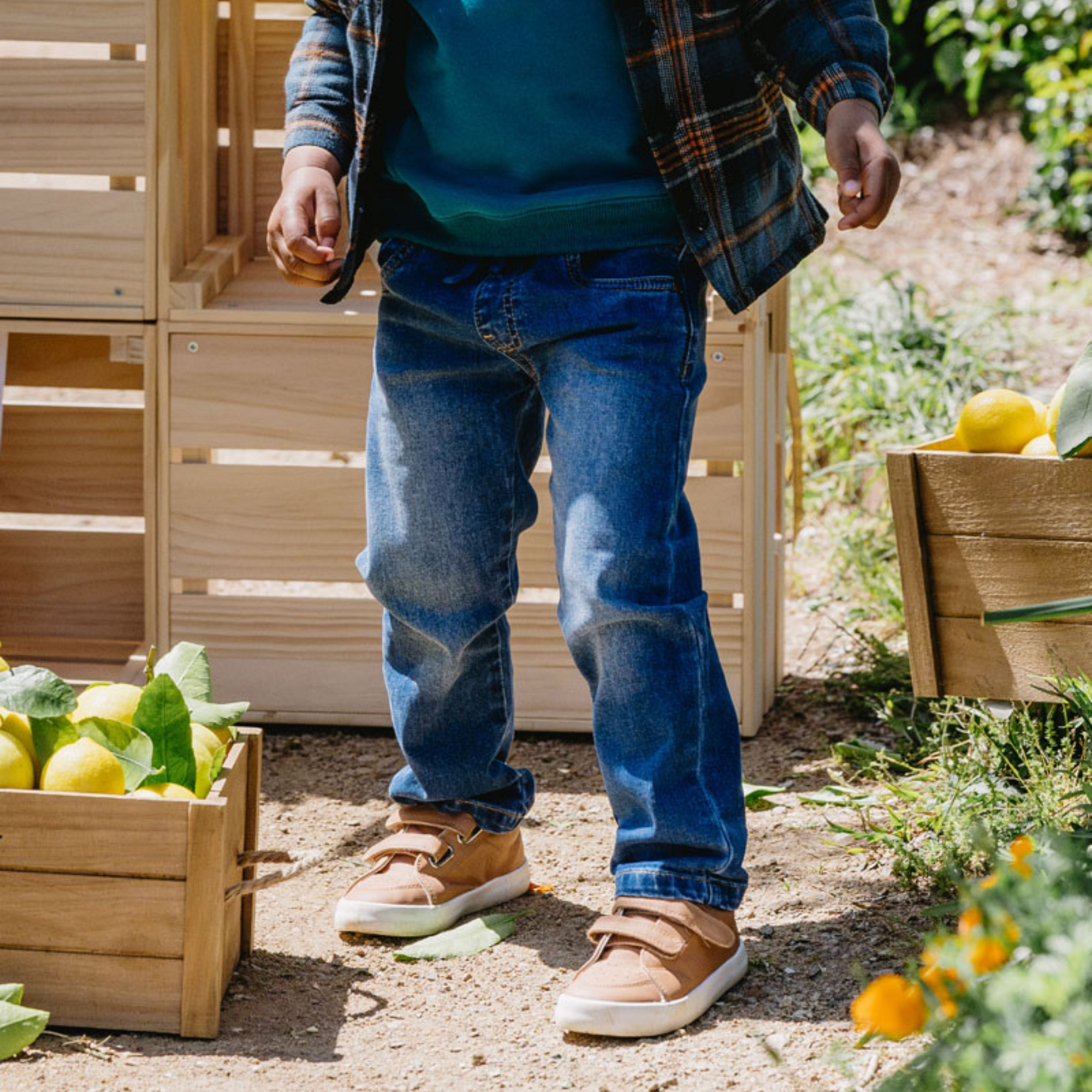 Fox & Finch Boys Pull On Denim Jeans - Mid Indigo