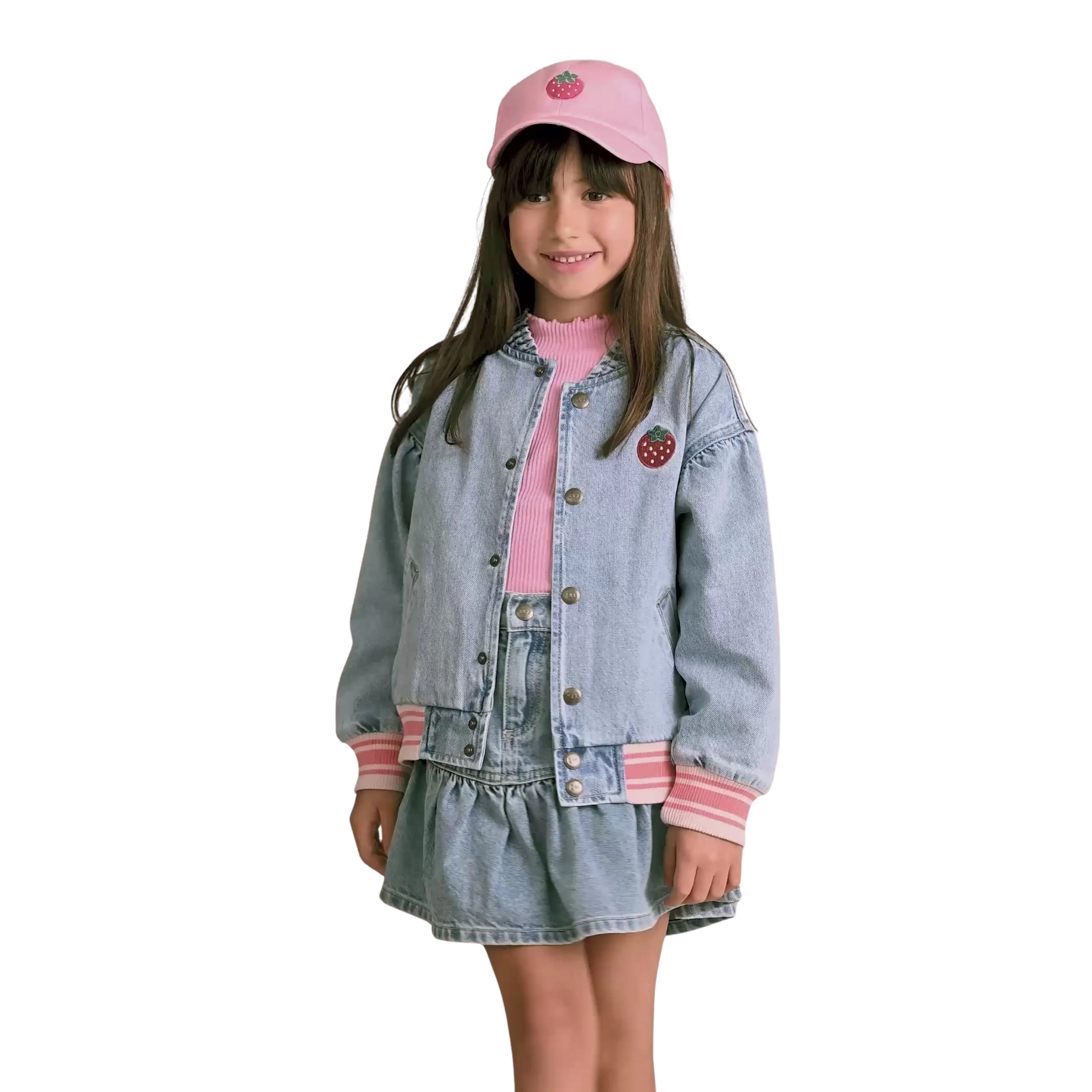Huxbaby - Dreamy Denim Strawberry Bomber