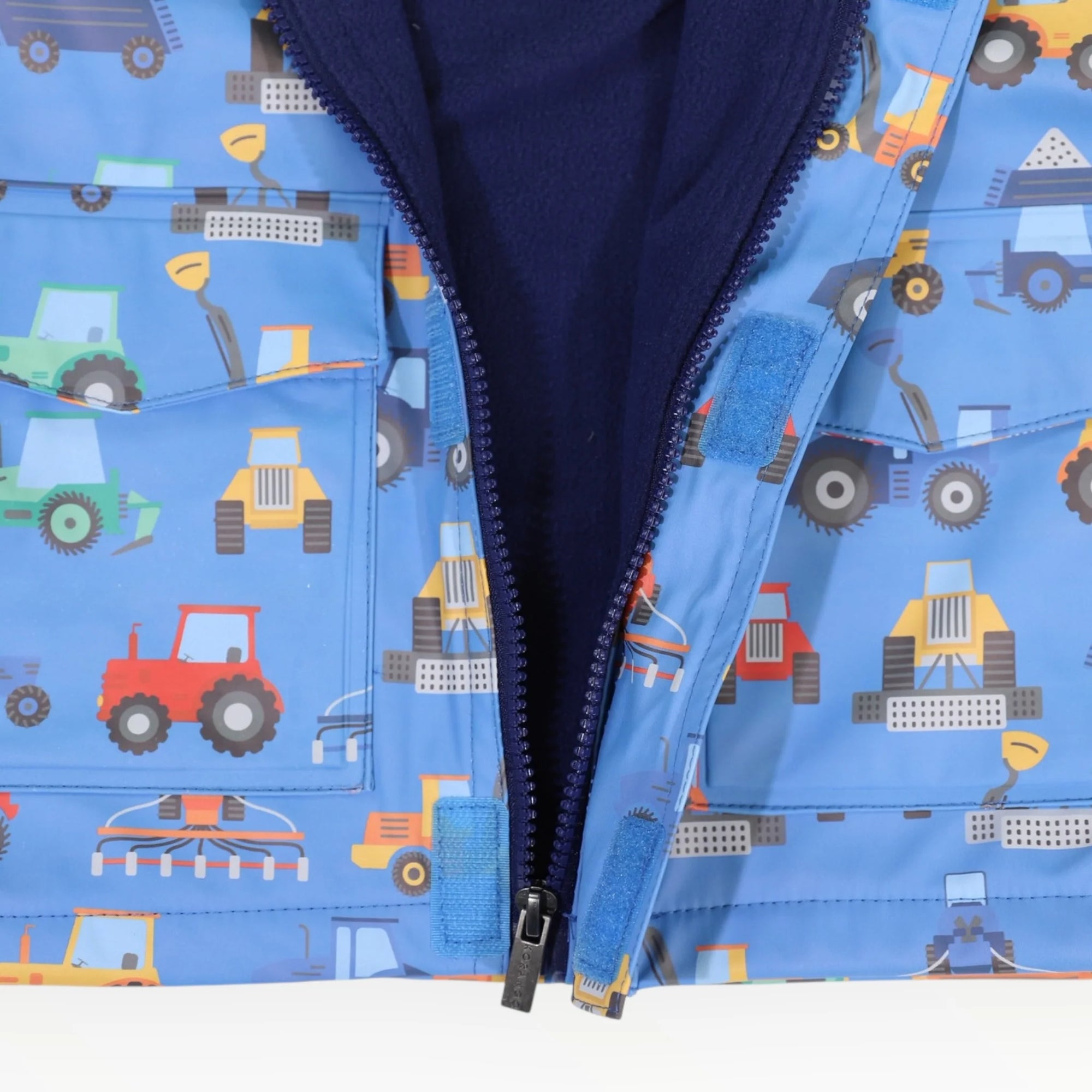 Korango Farm Machine Print Raincoat - Blue