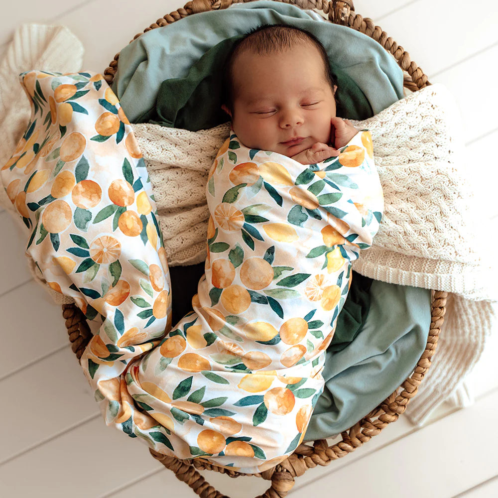 SUNNY CITRUS -Snuggle Hunny Organic Jersey Wrap & Beanie Set