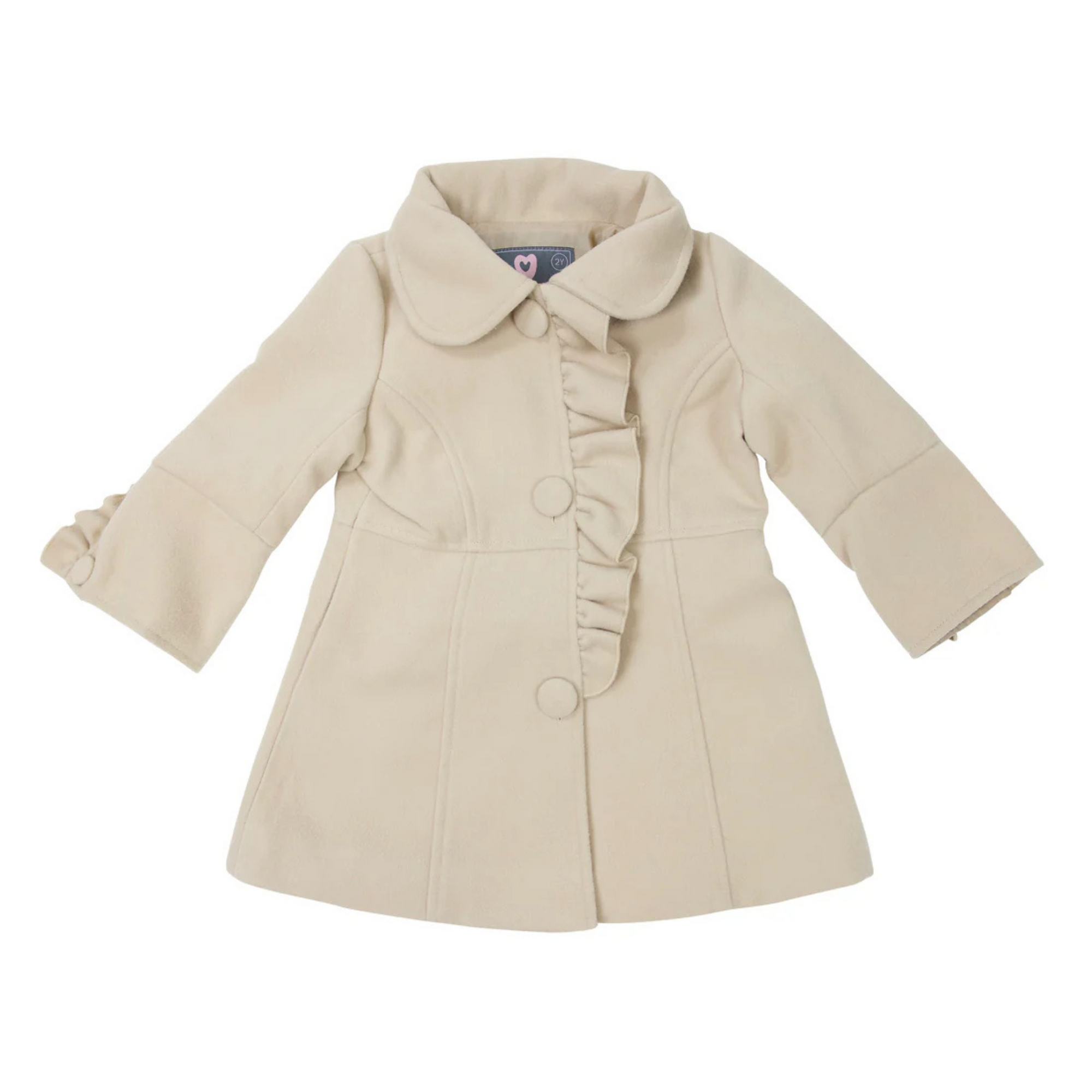 Korango Frilled Collared Overcoat Faux Wool - Beige