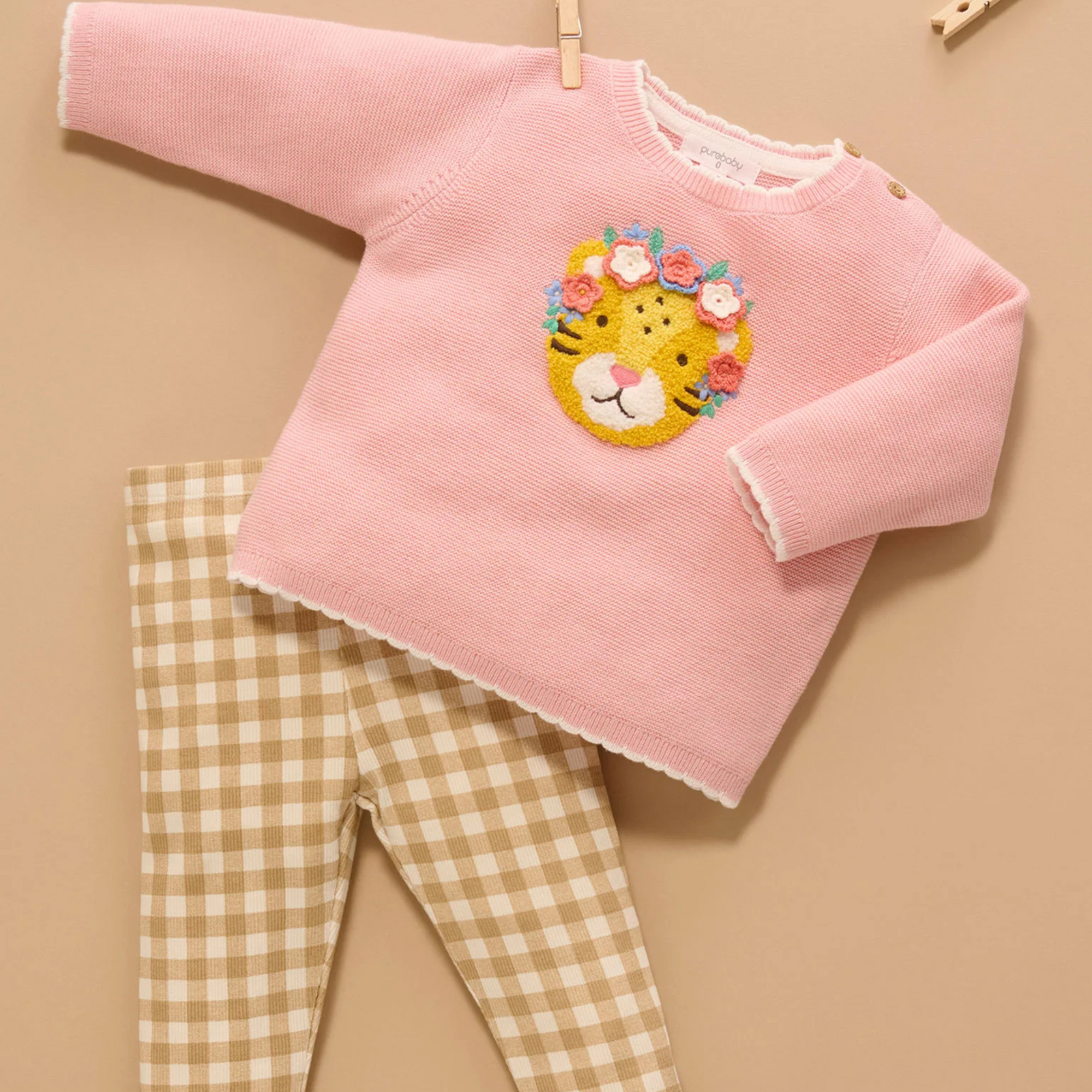 Purebaby Embroidered Frida Jumper - Guava Melange