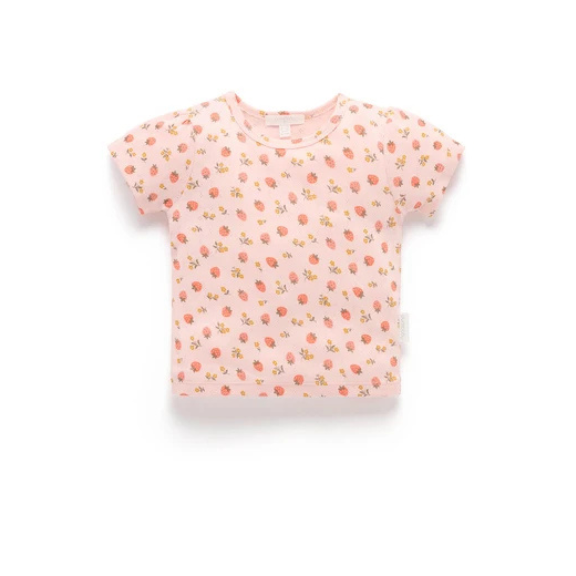 Purebaby Pointelle Short Sleeve Tee - Strawberry Print