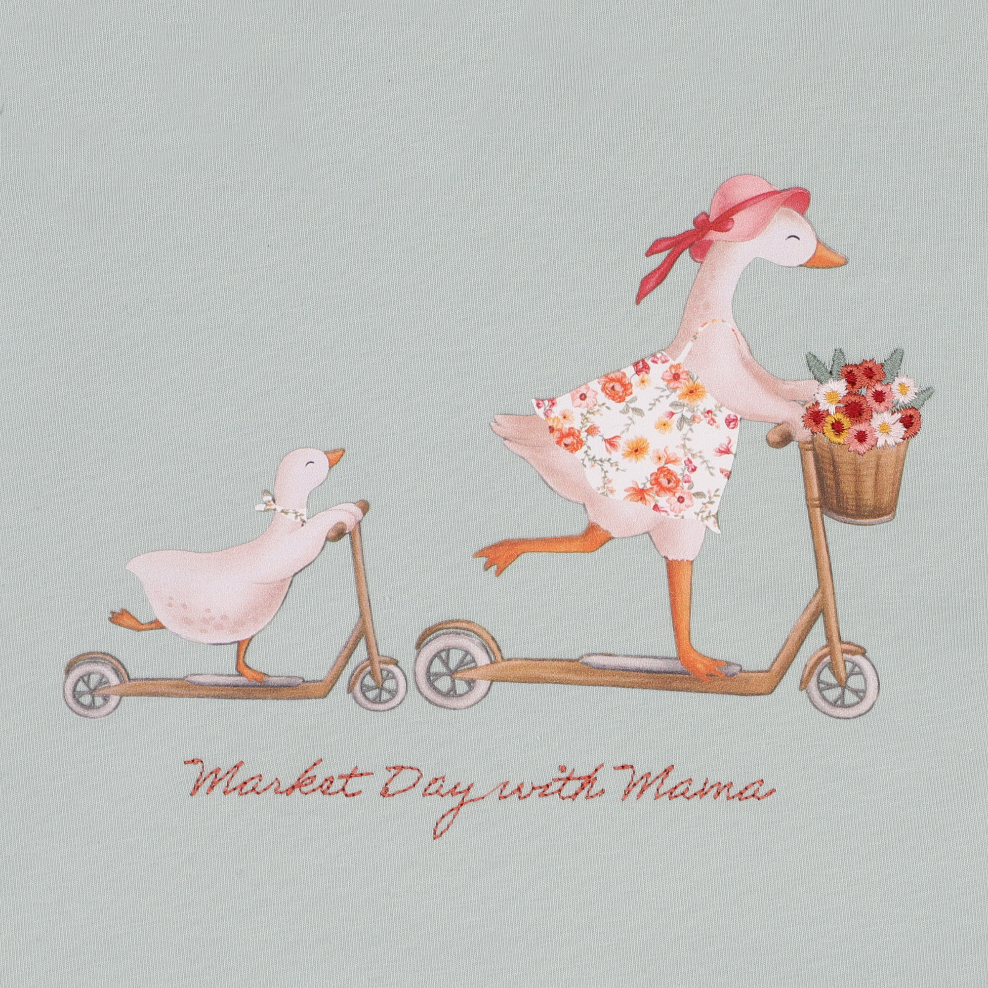 Bebe Emmy Ducks On Scooter Long Sleeve Tee - Dusky Sage