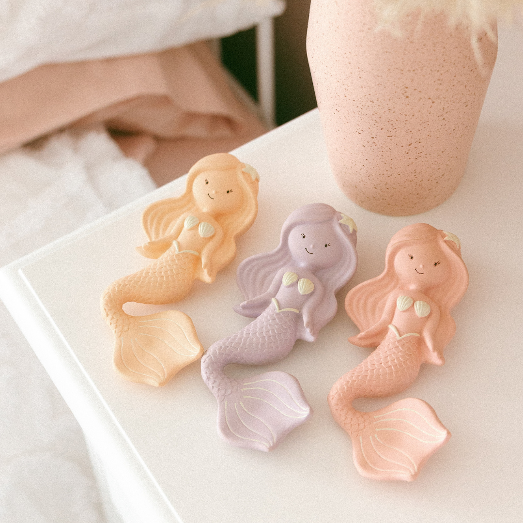 Maeve the Mermaid Natural Rubber Teether: Peach