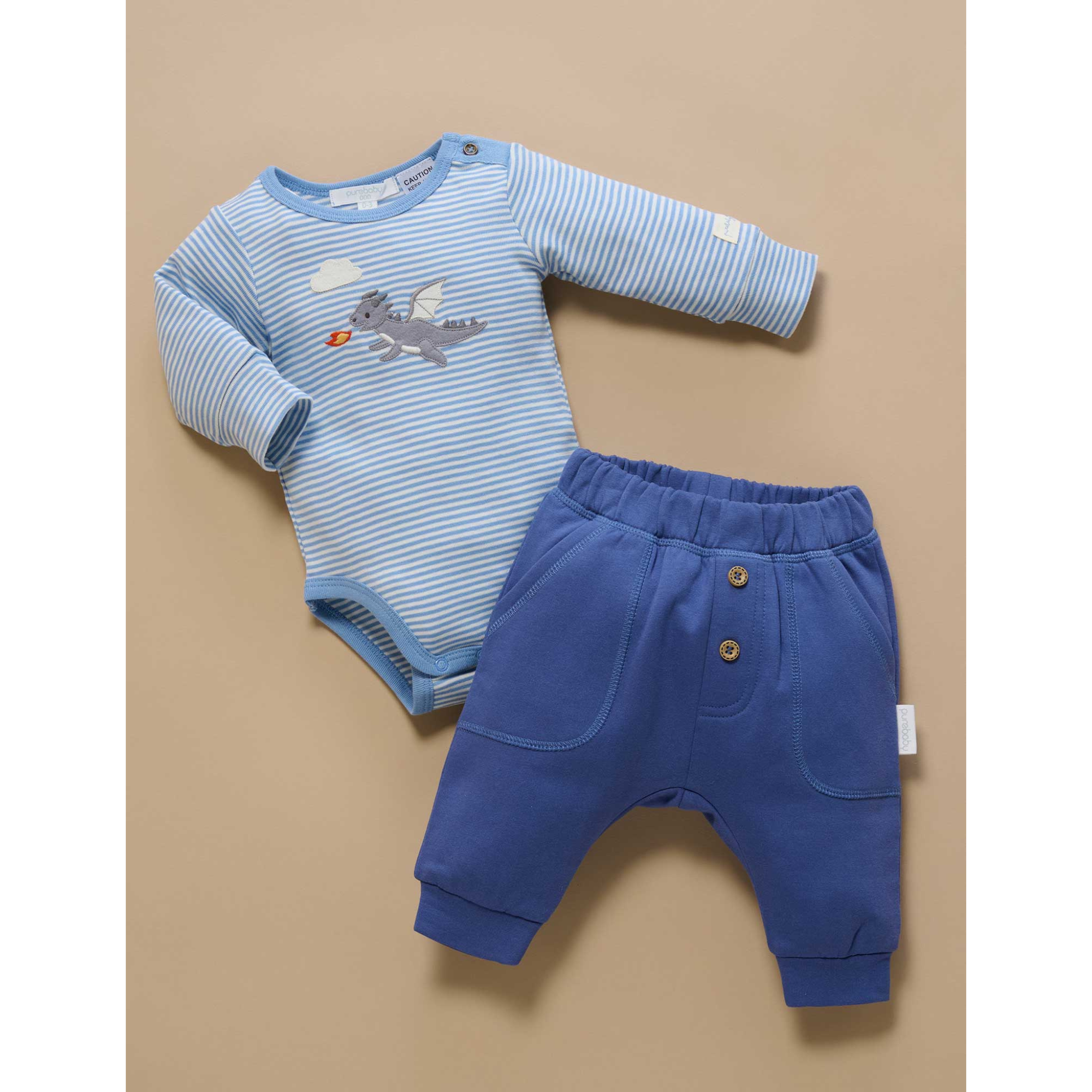 Purebaby Applique Bodysuit - Pond Mini Stripe