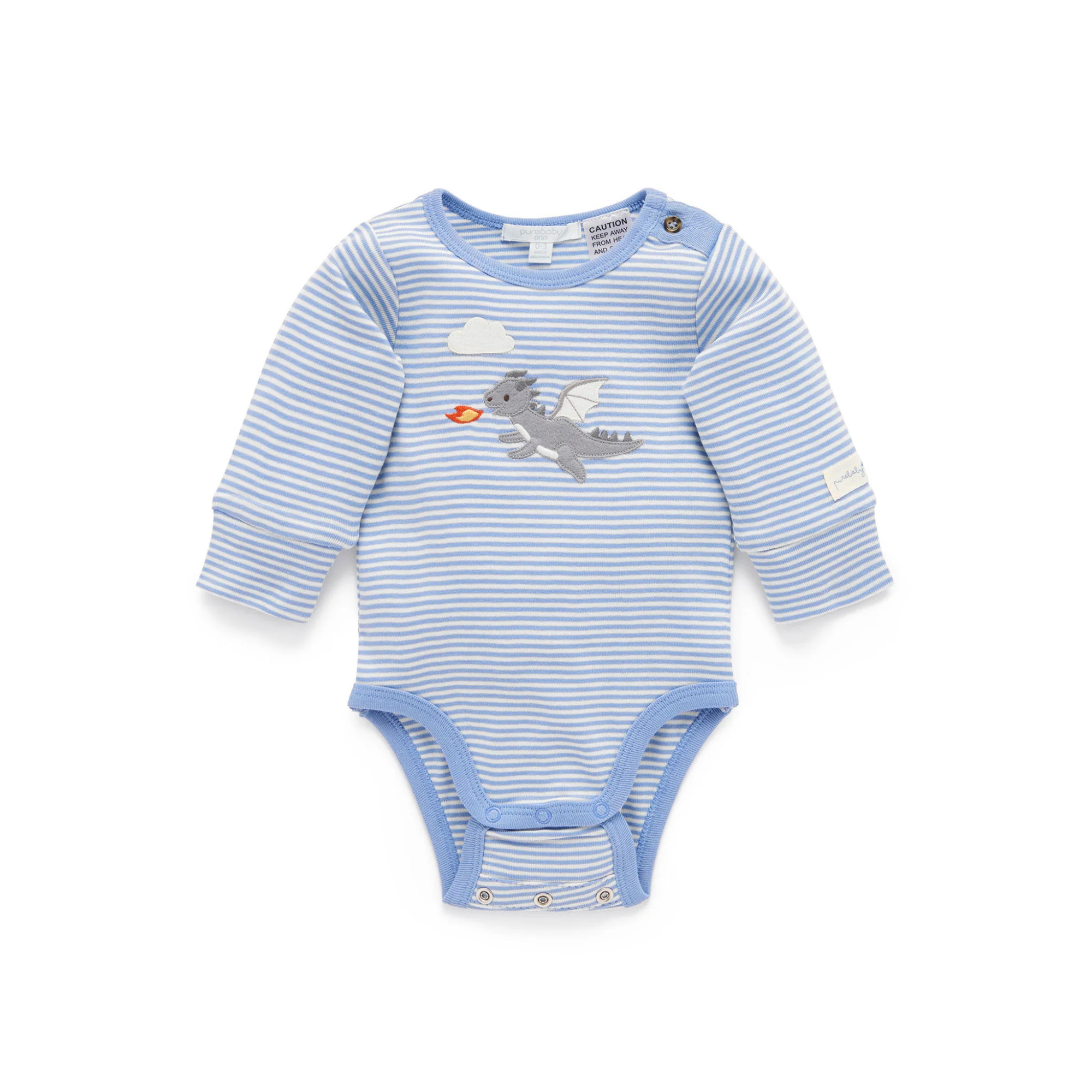 Purebaby Applique Bodysuit - Pond Mini Stripe