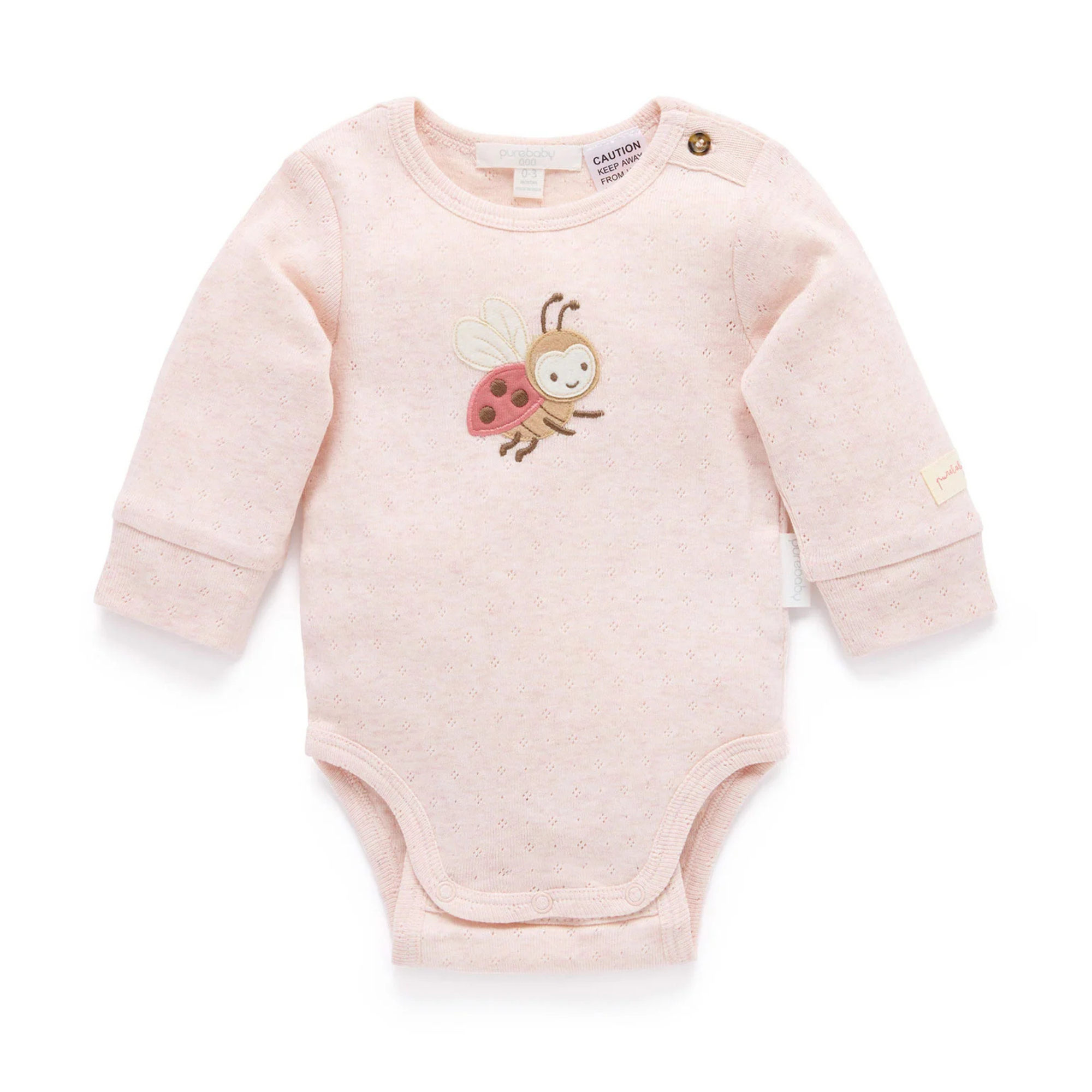 Purebaby Applique Bodysuit - Sweet Pea Melange