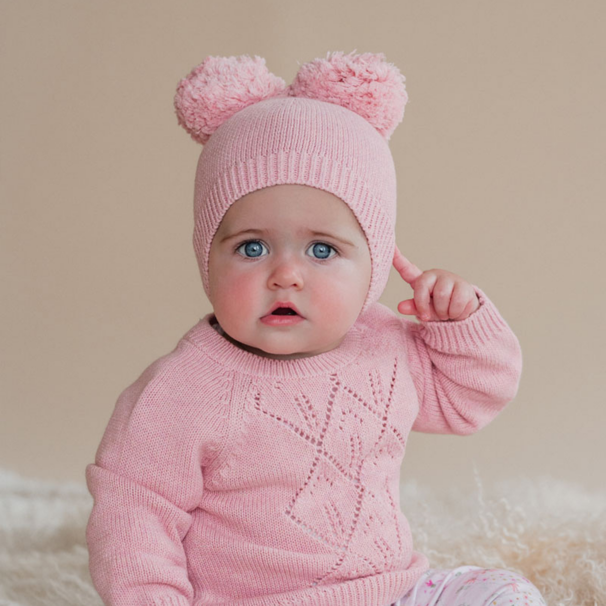 Bebe Molly Pom Pom Beanie - Pink Marl