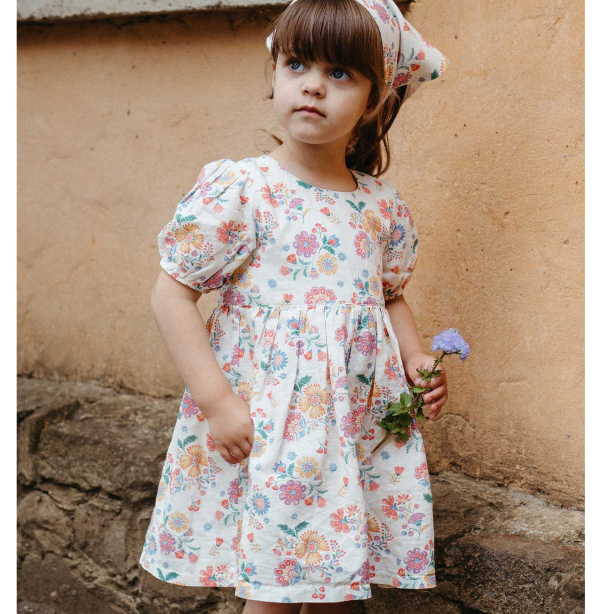Purebaby Linen Blend Dress - Mexican Floral