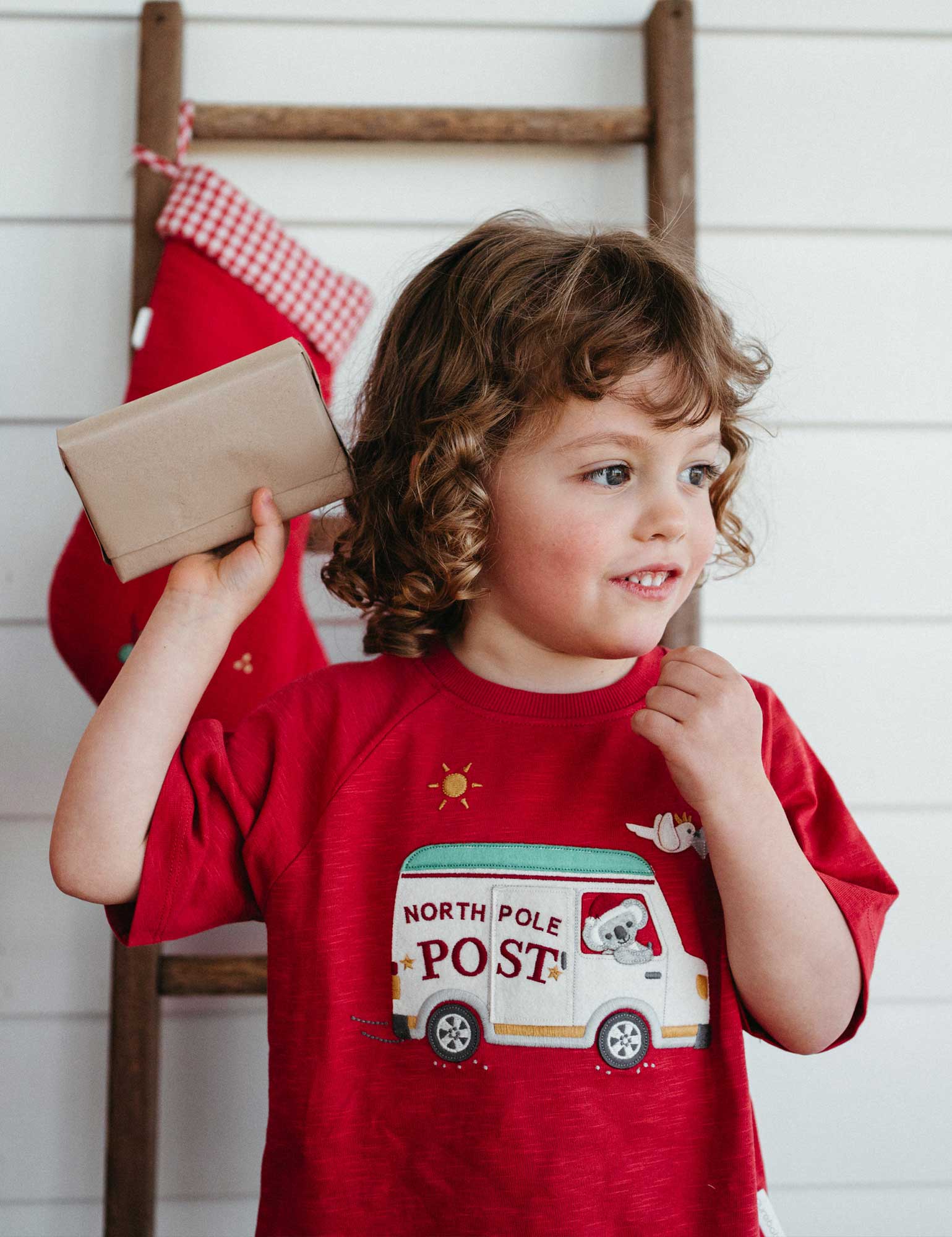 Christmas Postal Van Tee - Christmas Red
