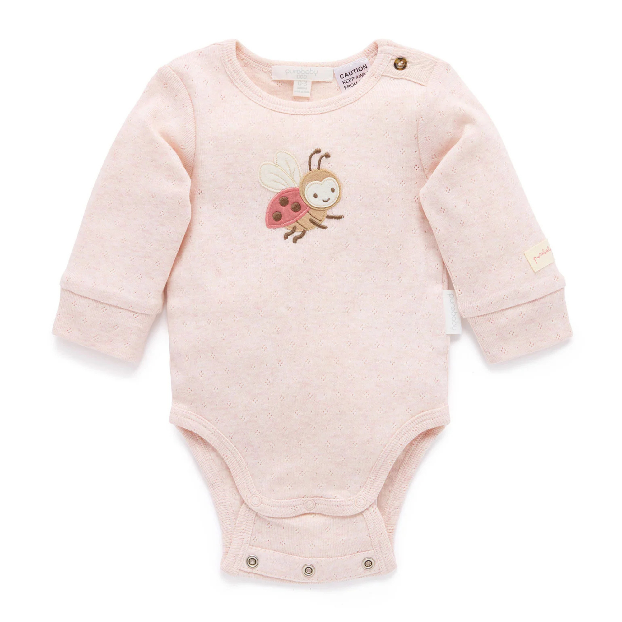 Purebaby Applique Bodysuit - Sweet Pea Melange