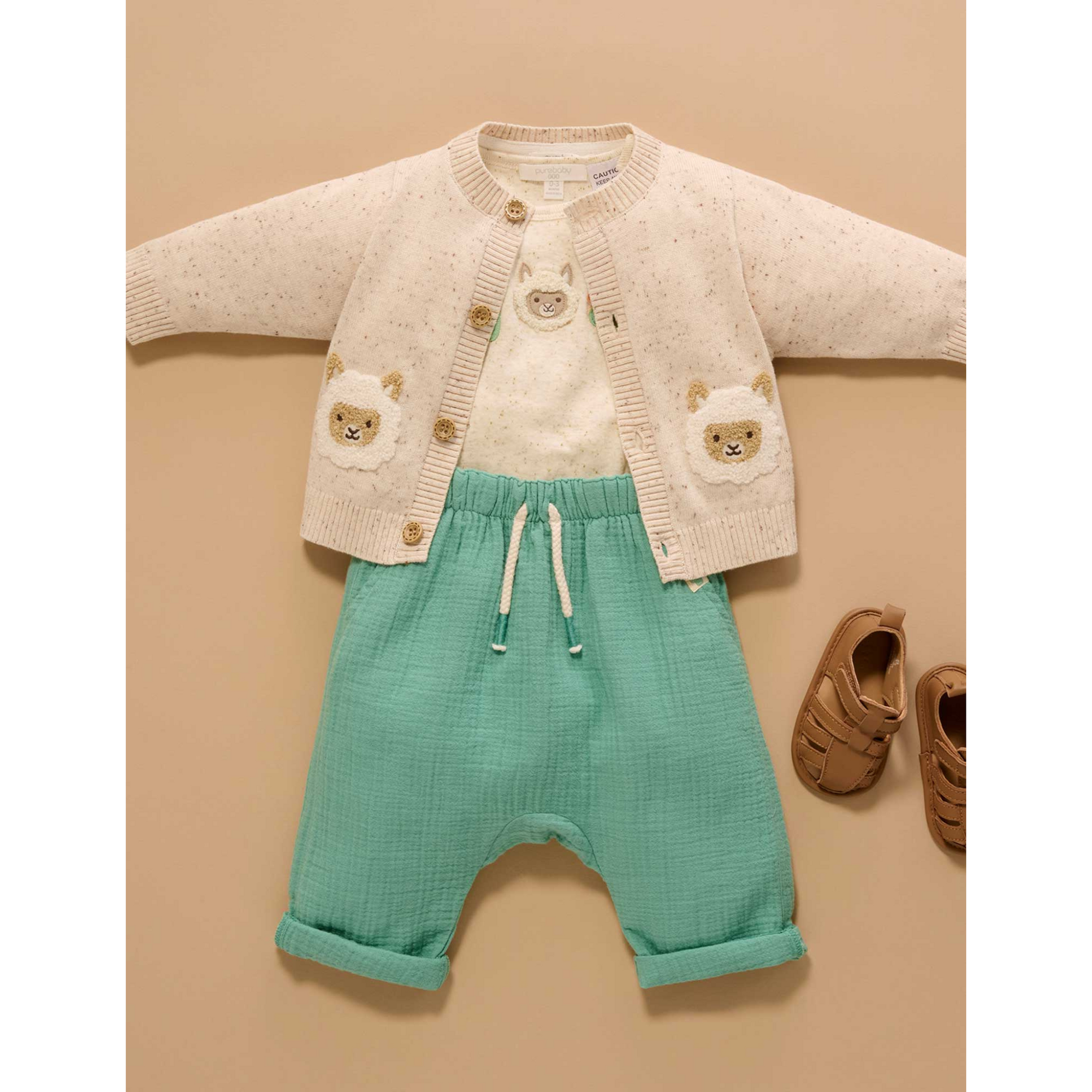 Purebaby Fiesta Friends Cardigan - Sand Neppy
