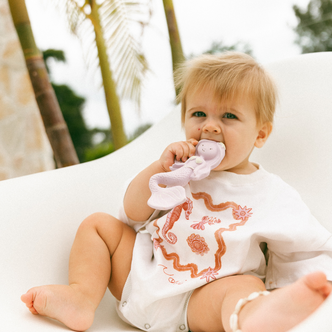 Maeve the Mermaid Natural Rubber Teether: Peach