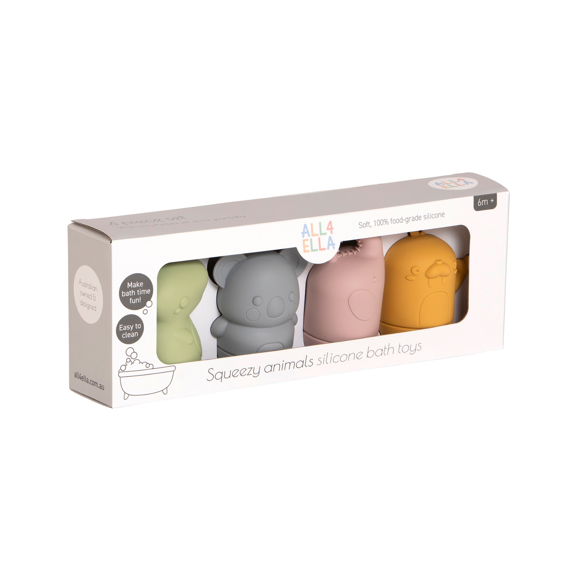 All 4 Ella Silicone Bath Toys - Animal Friends