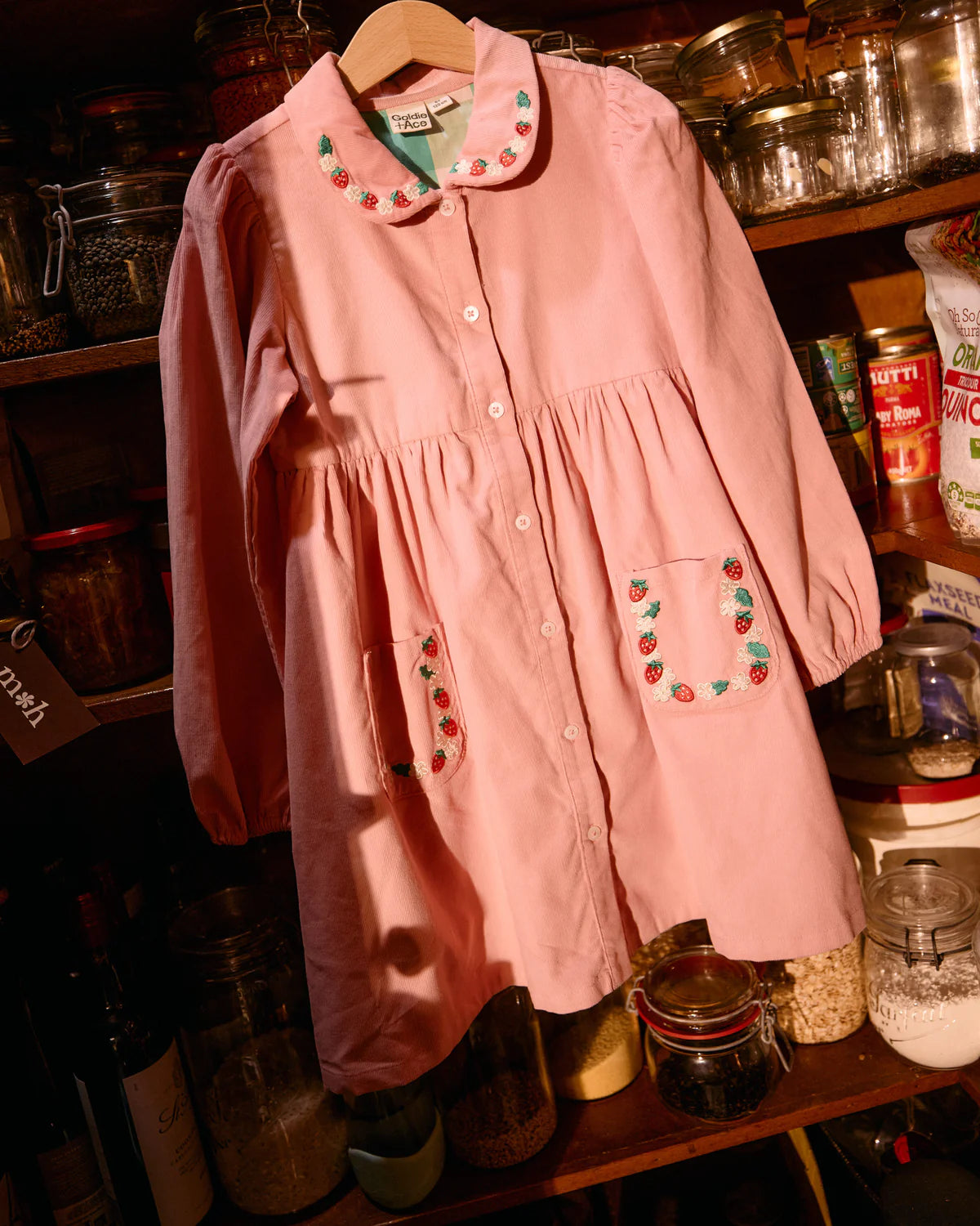 Goldie + Ace Wild Strawberry Corduroy Collar Dress