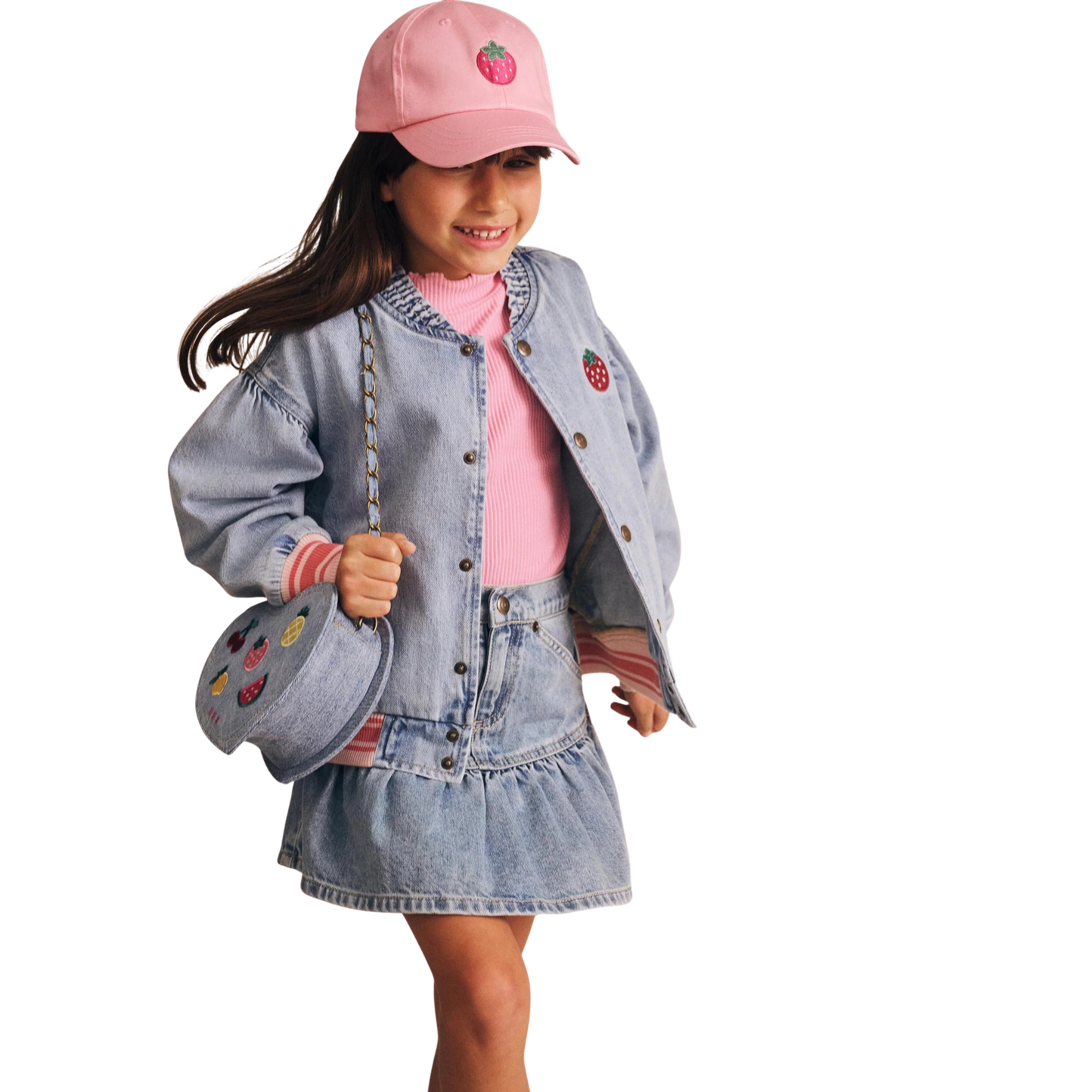 Huxbaby - Dreamy Denim Strawberry Bomber