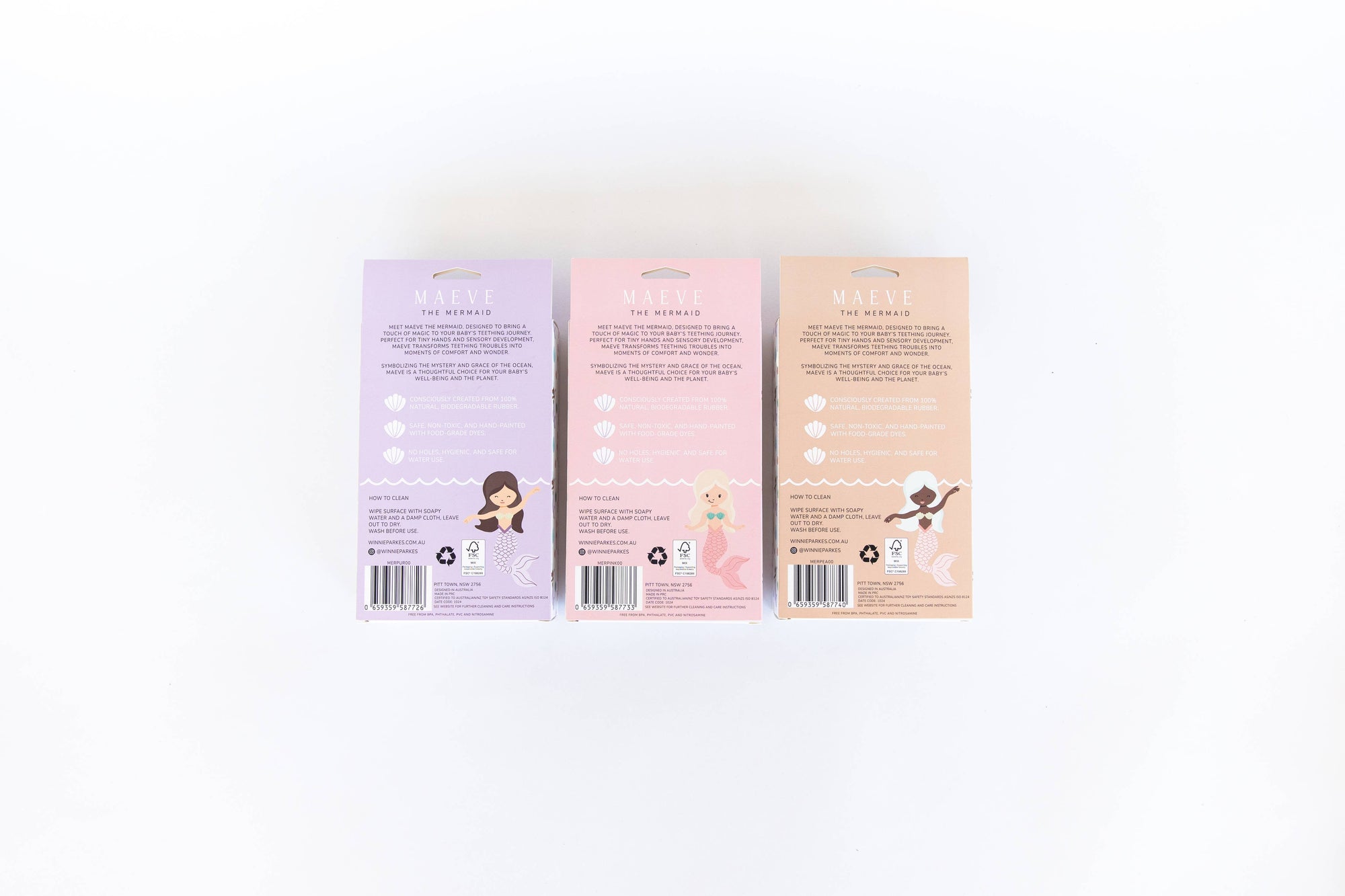 Maeve the Mermaid Natural Rubber Teether: Peach