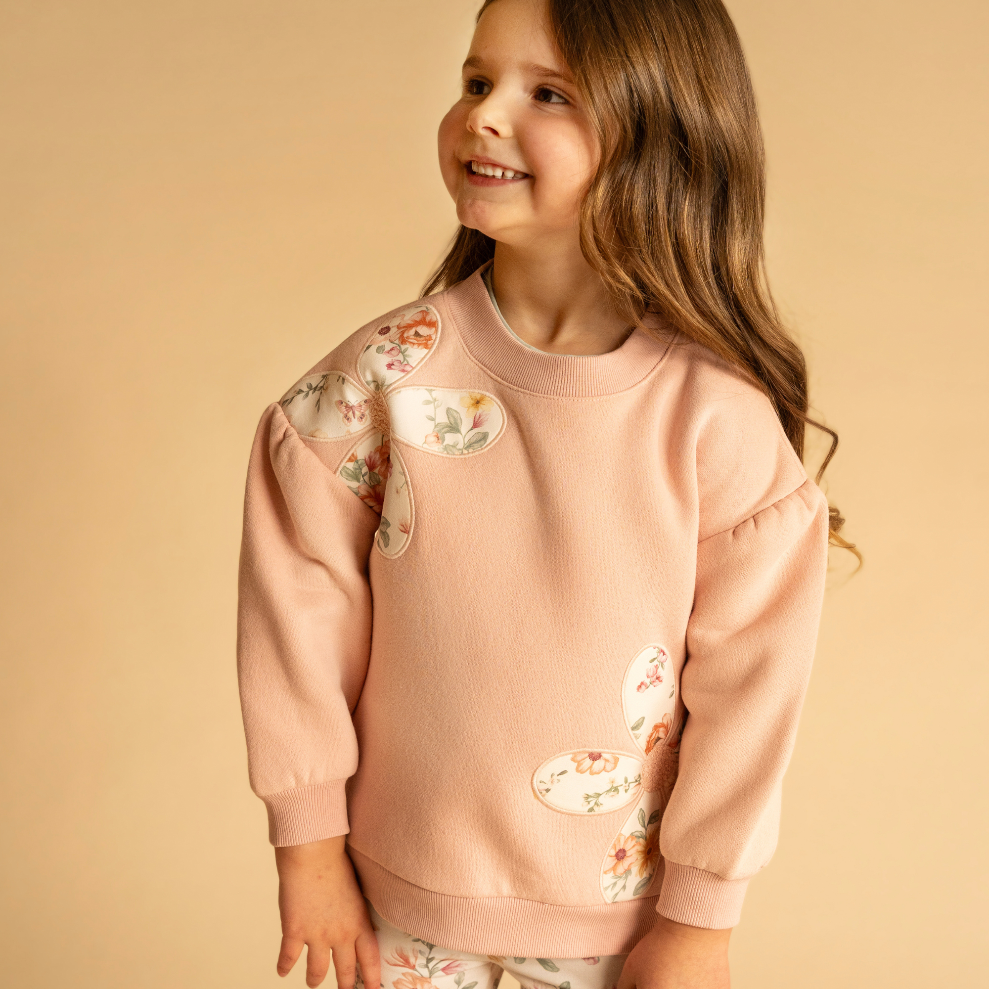 Bebe Emmy Flowers Sweatshirt - Dusty Rose