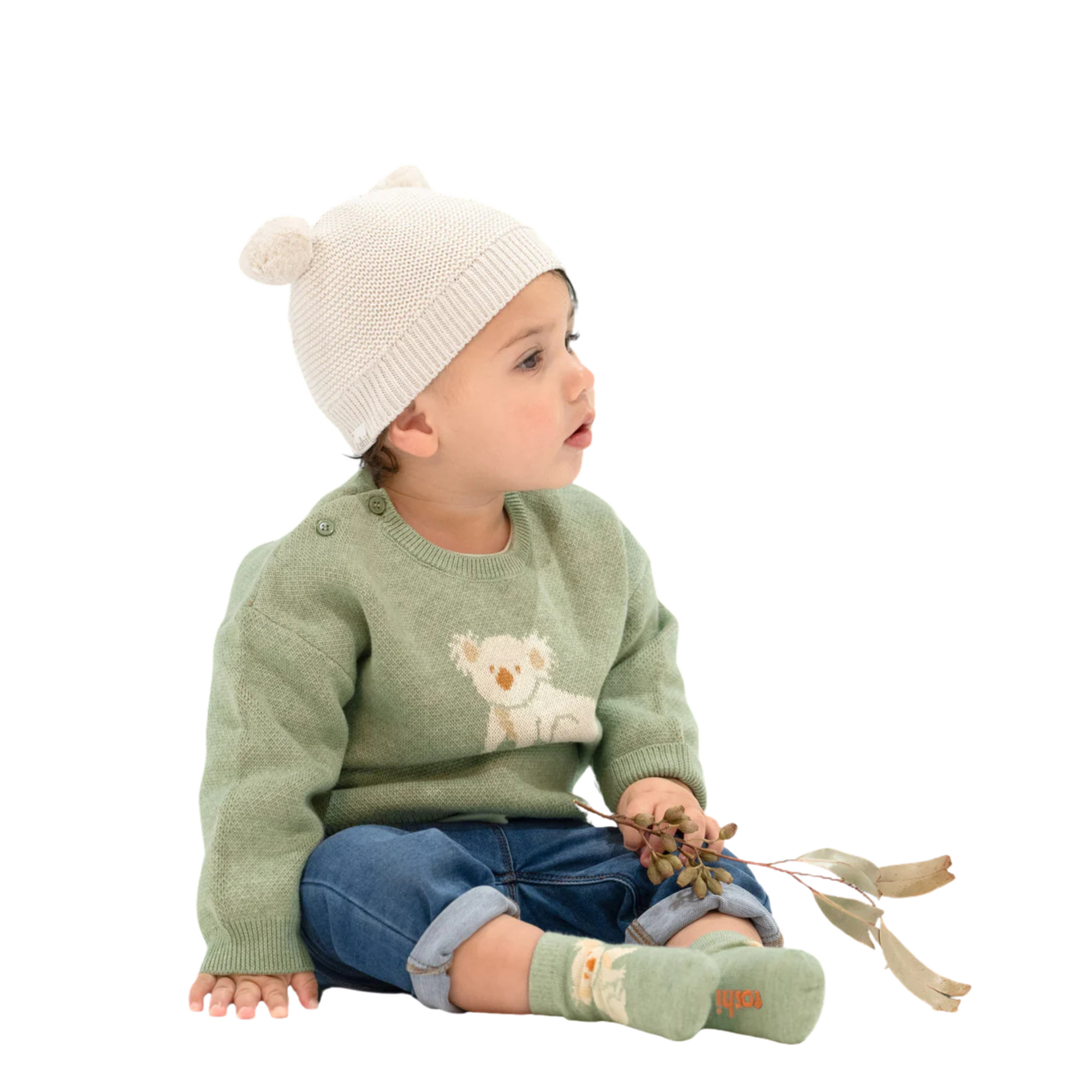 Toshi Organic Socks Ankle Jacquard - Koala