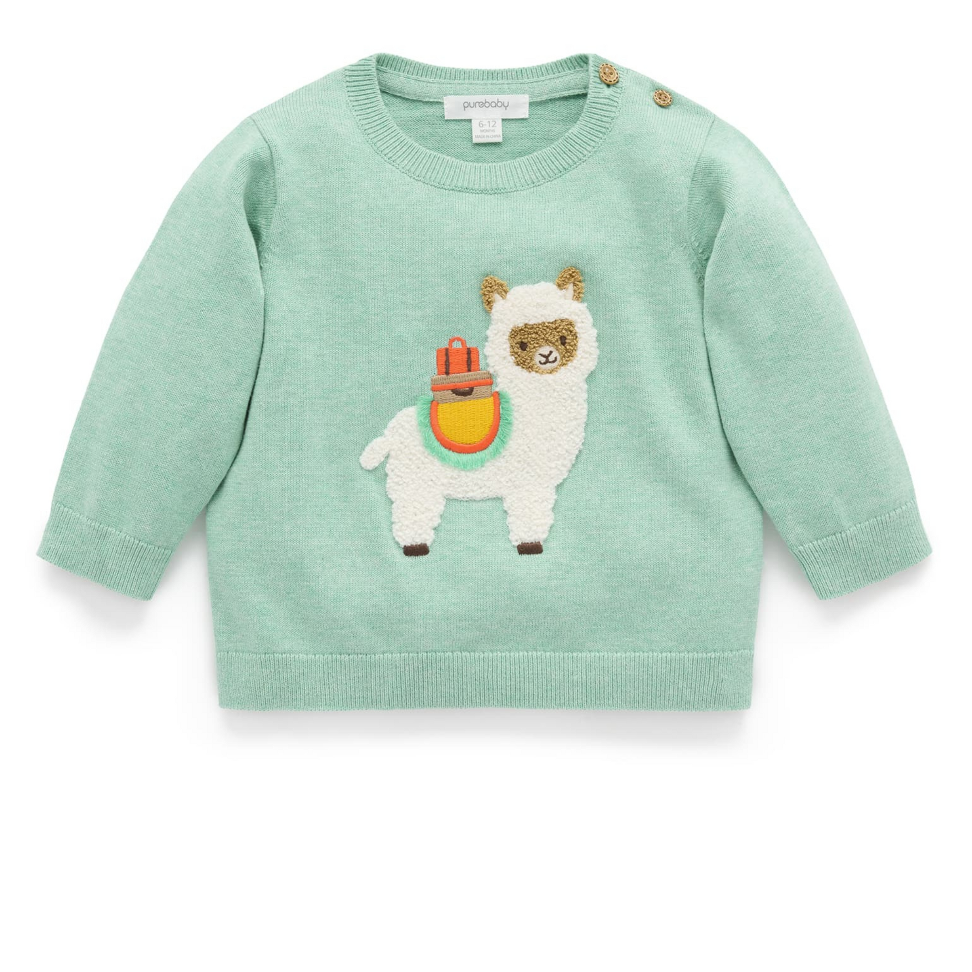 Purebaby Llama Jumper - Aloe Melange