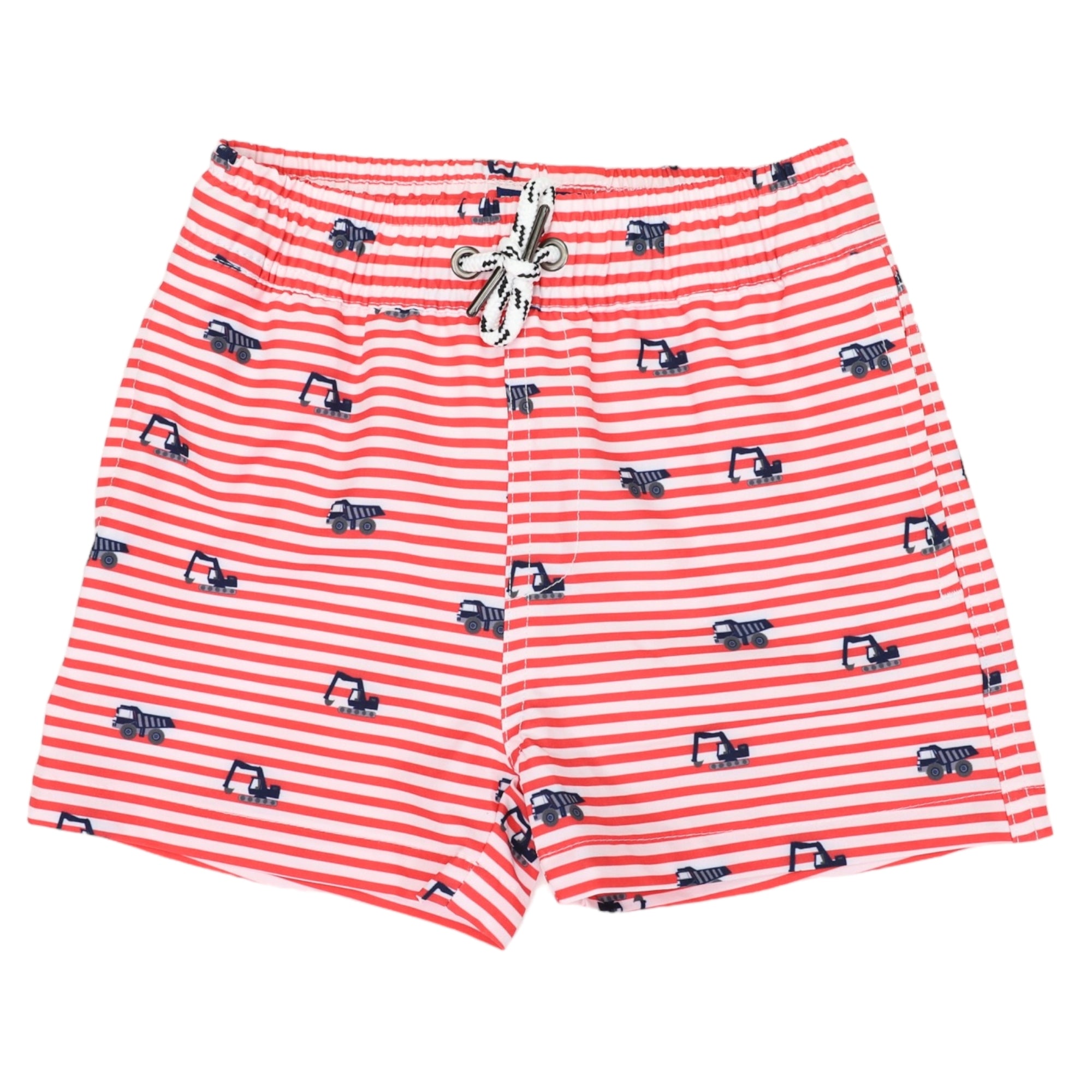Korango Truck Print Boardies Striped - Red/White