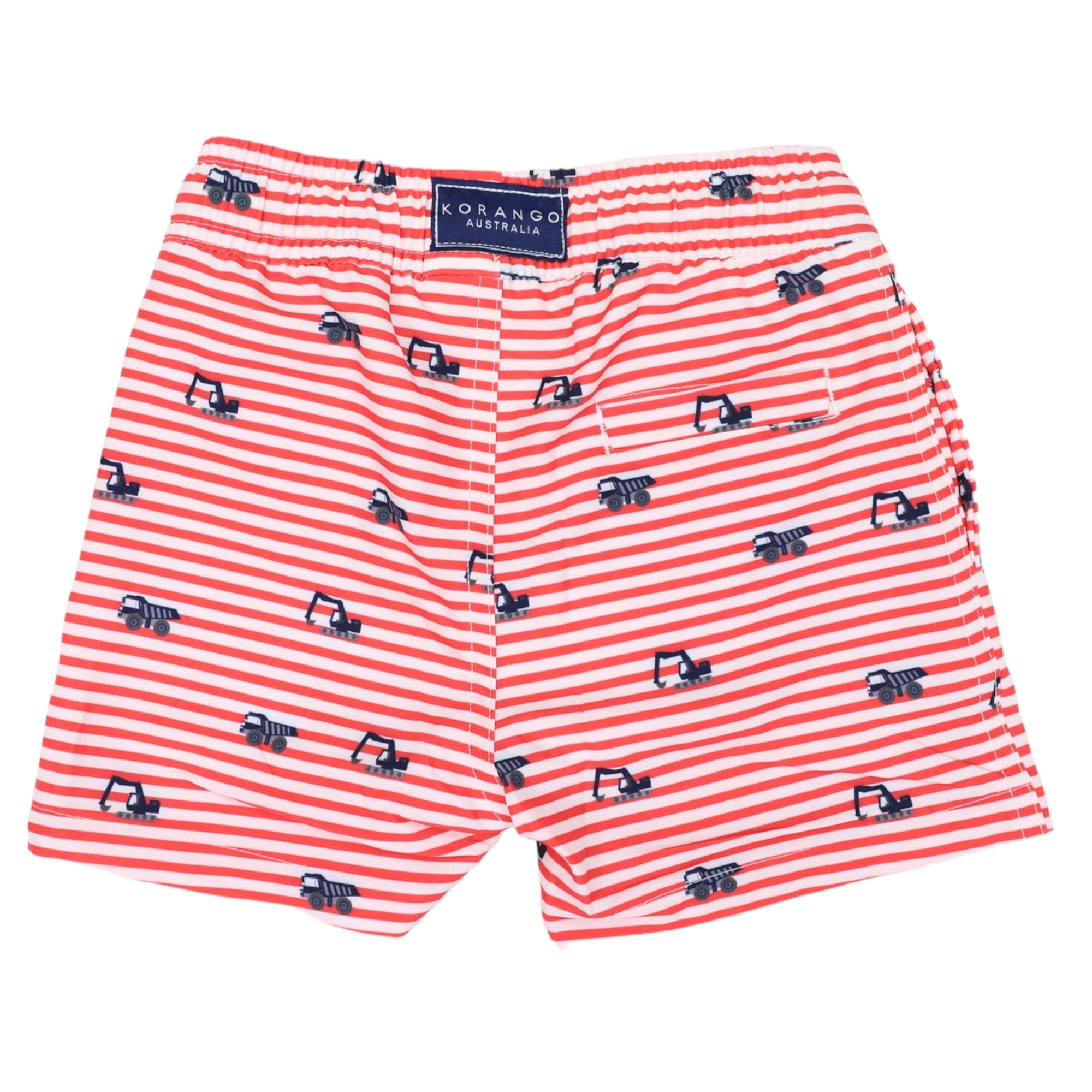 Korango Truck Print Boardies Striped - Red/White