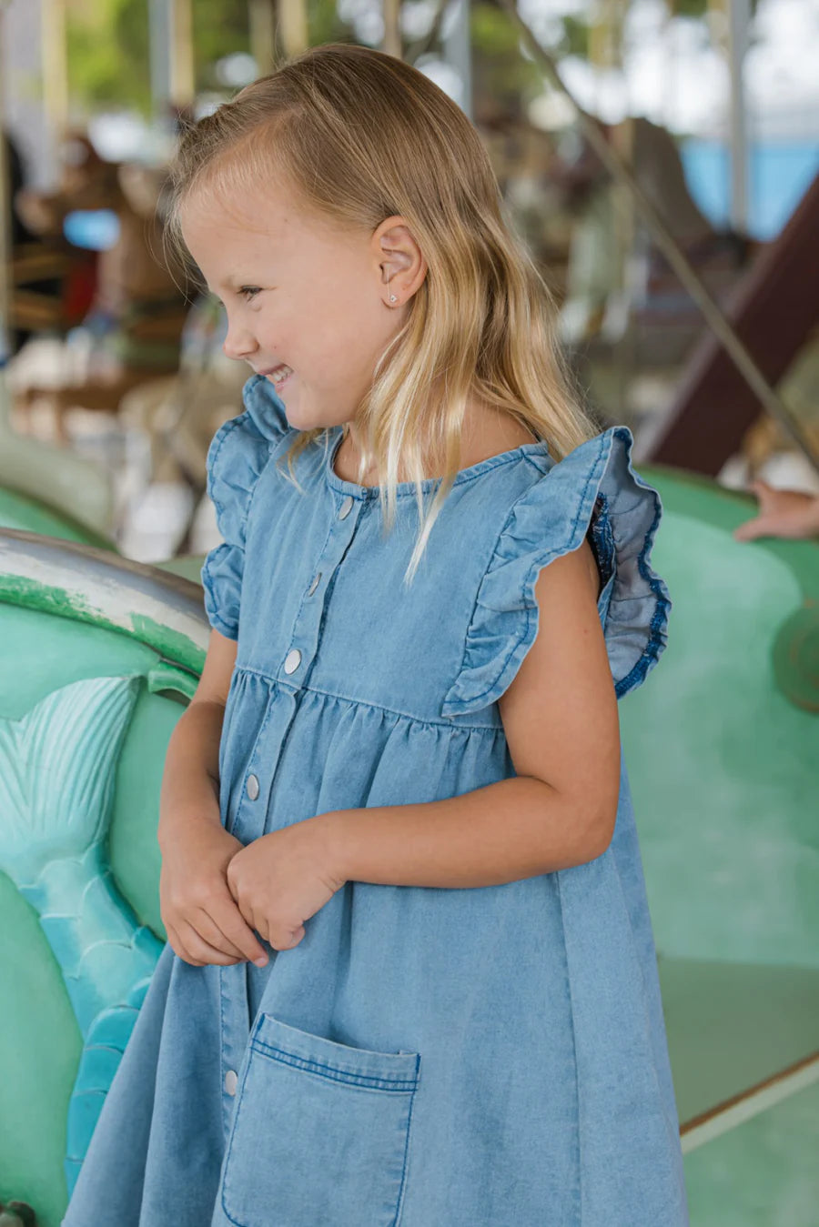 Milky Denim Frill Dress