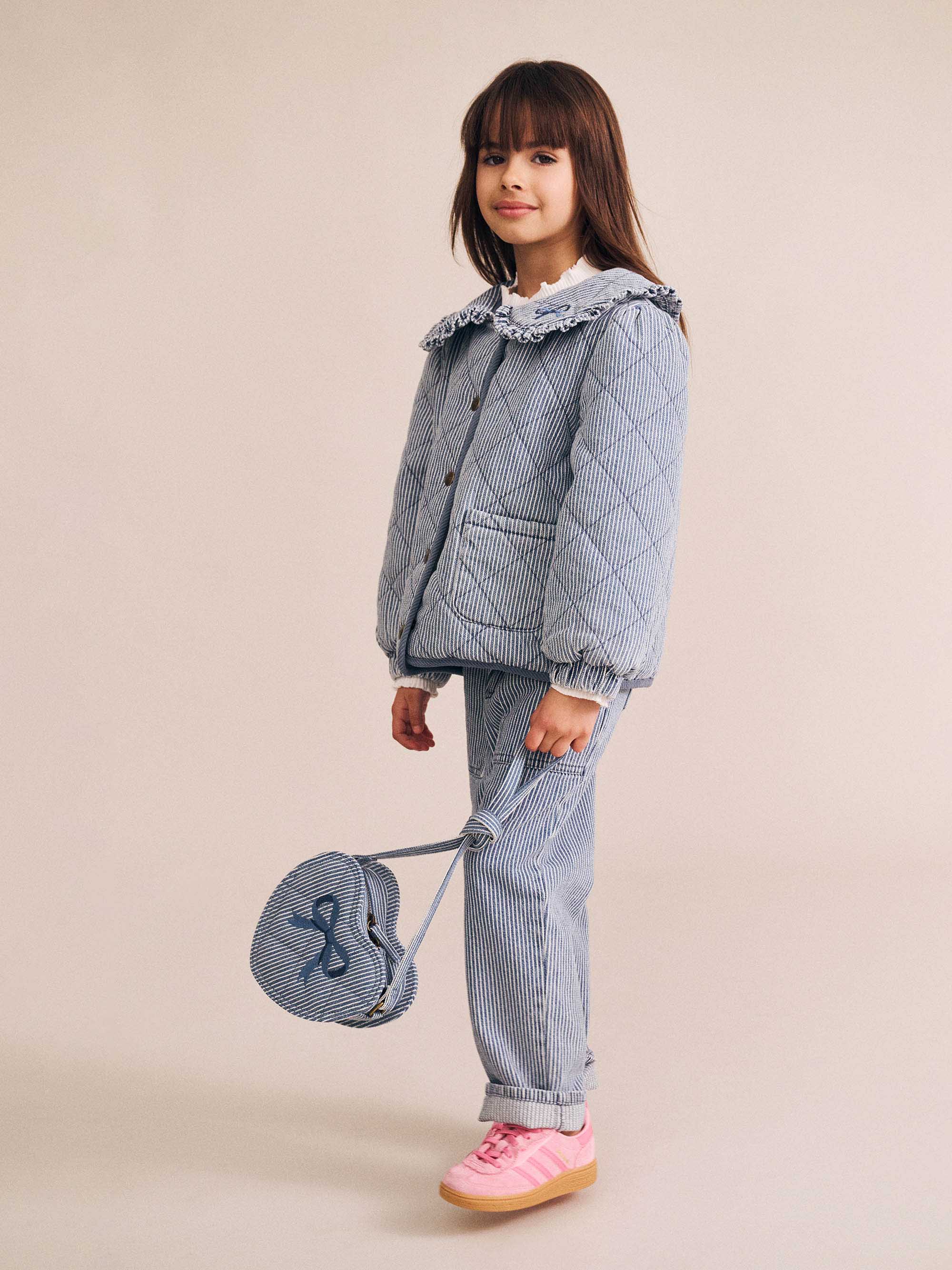 Huxbaby - Stripe Denim Bow Heart Handbag