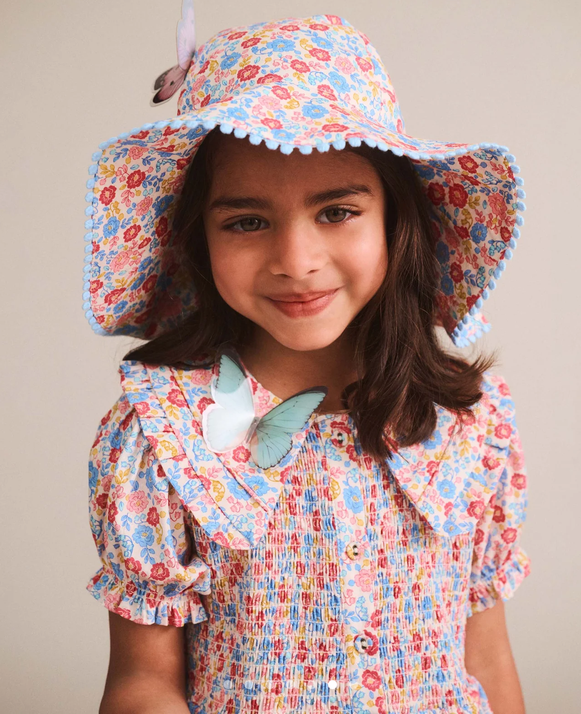 Huxbaby Vintage Floral Shirred Collar Dress - Multi