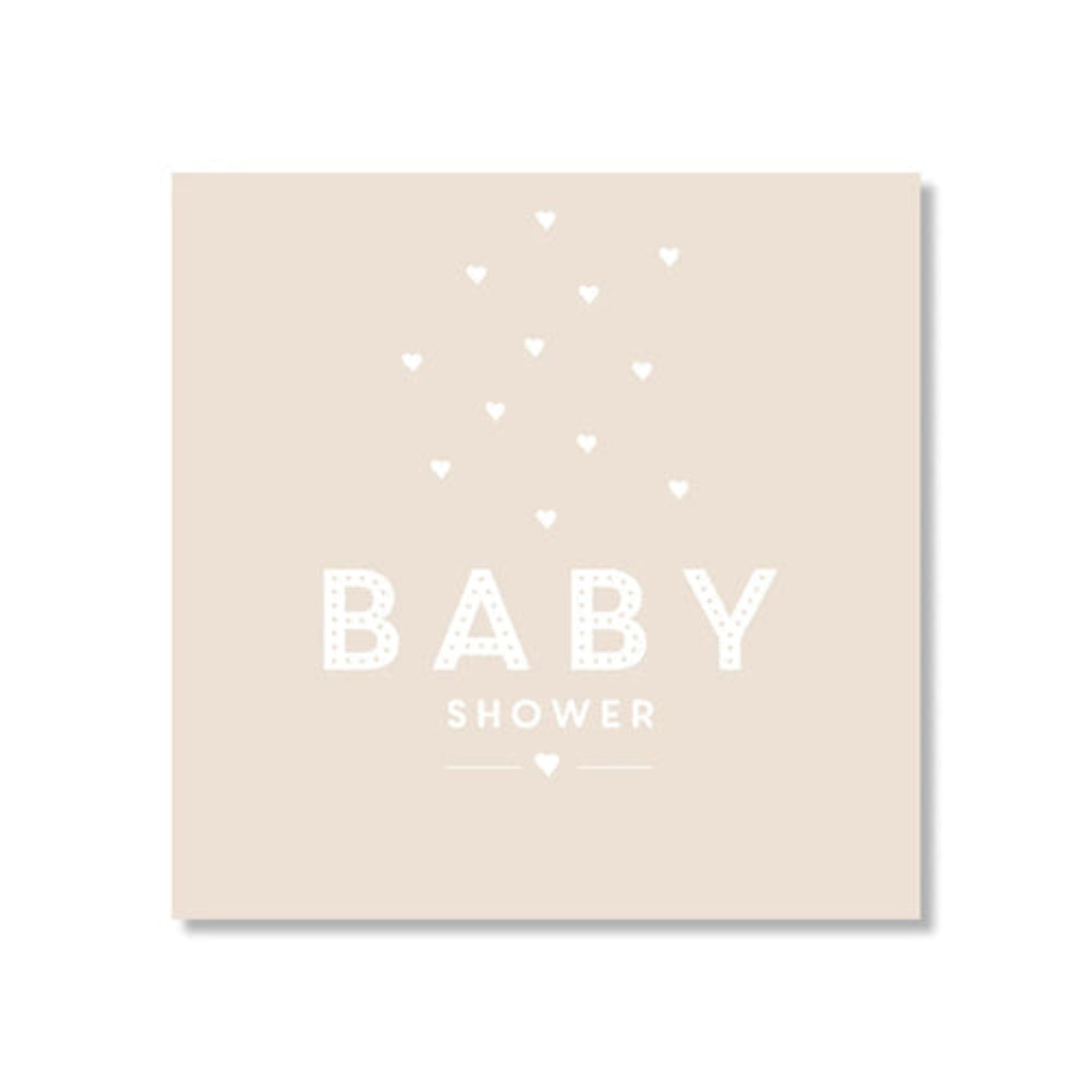 Baby Shower Hearts Mini Card - Beige