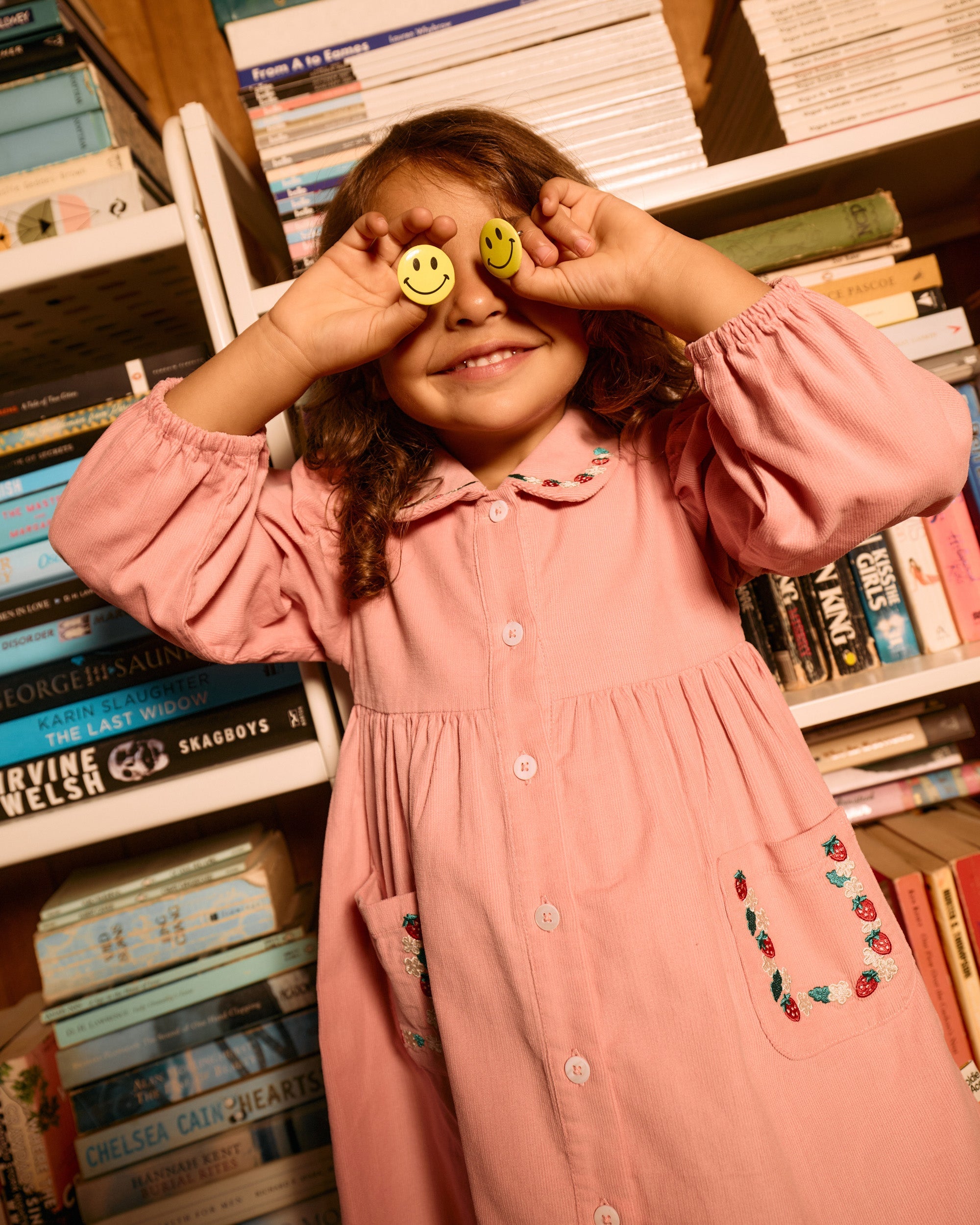 Goldie + Ace Wild Strawberry Corduroy Collar Dress