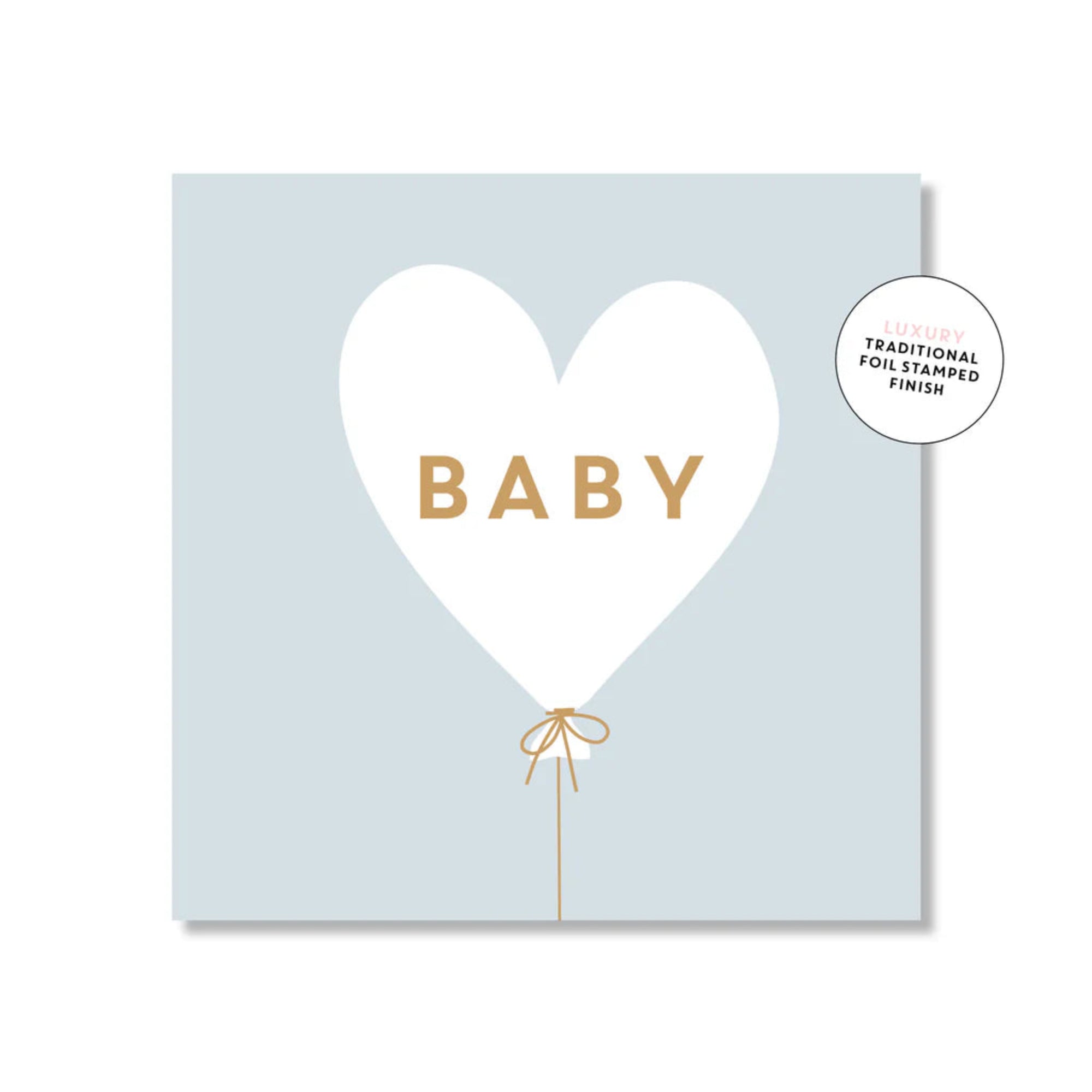 Baby Heart Balloon Mini card - Blue, Pink & Beige