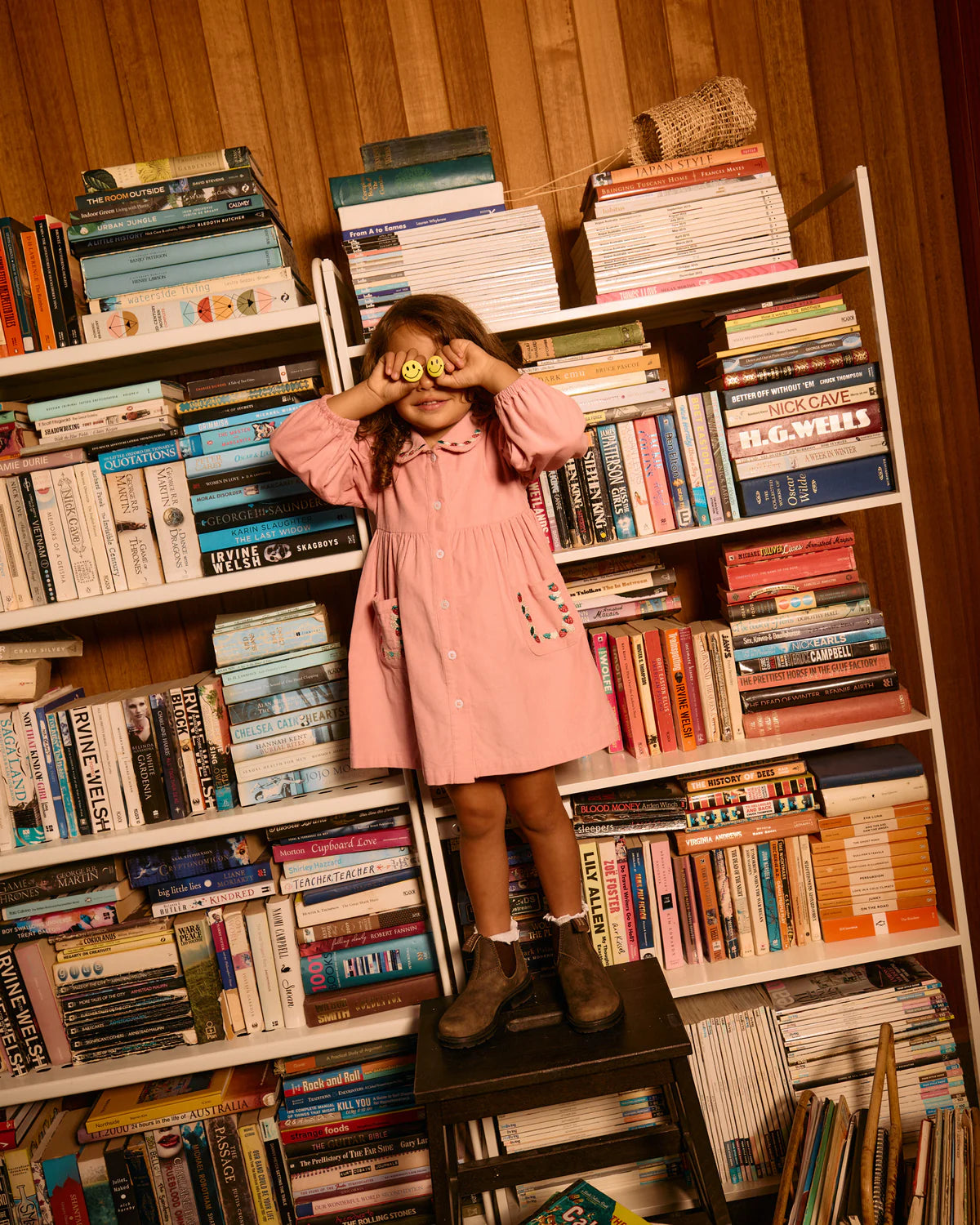 Goldie + Ace Wild Strawberry Corduroy Collar Dress