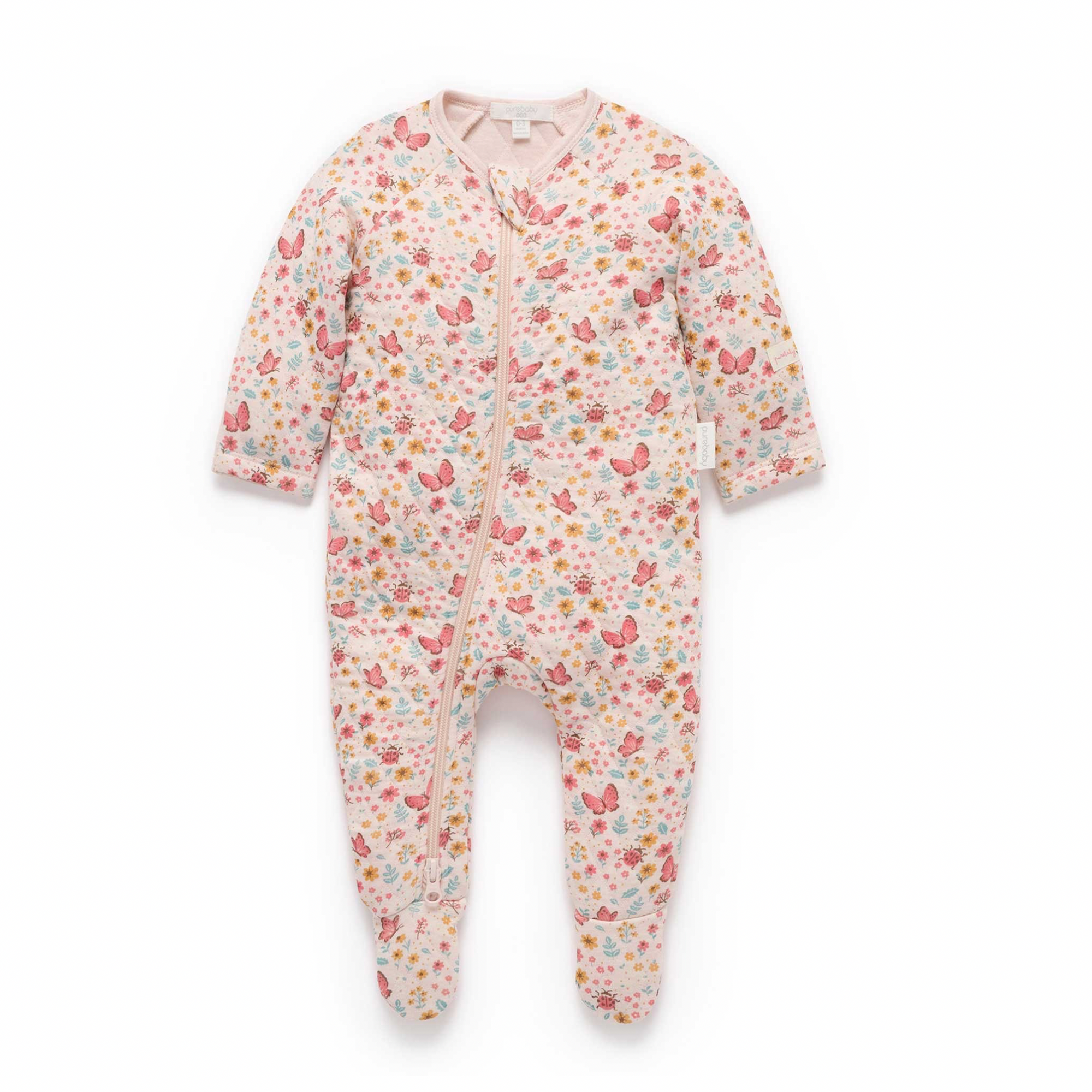 Purebaby Quilted Growsuit - Butterfly Print