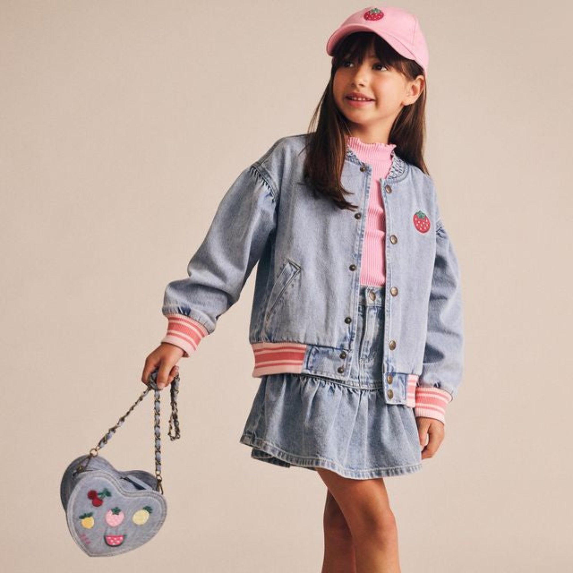 Huxbaby - Dreamy Denim Strawberry Bomber