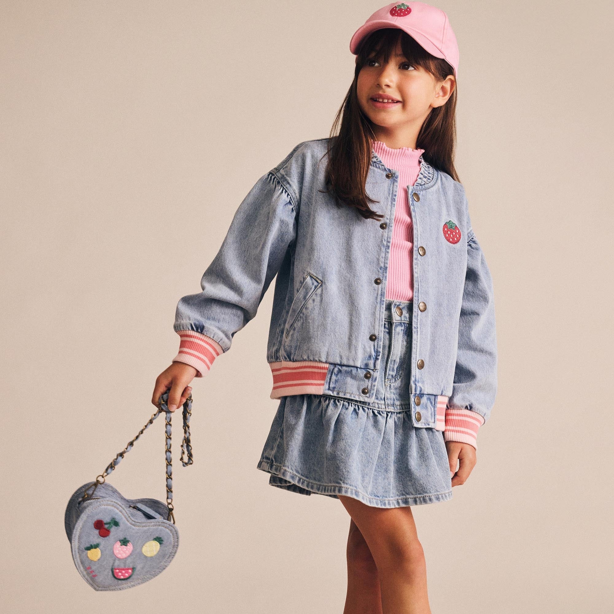 Huxbaby - Heart Fruit Denim Shoulder Bag