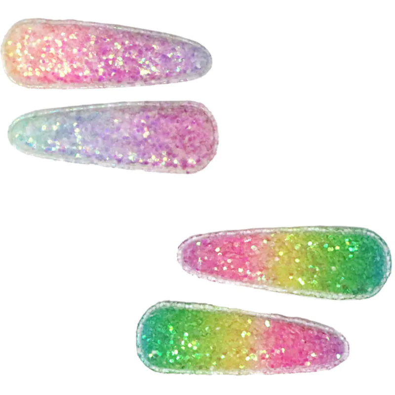 Rainbow Chunky Glitter Snap Clips