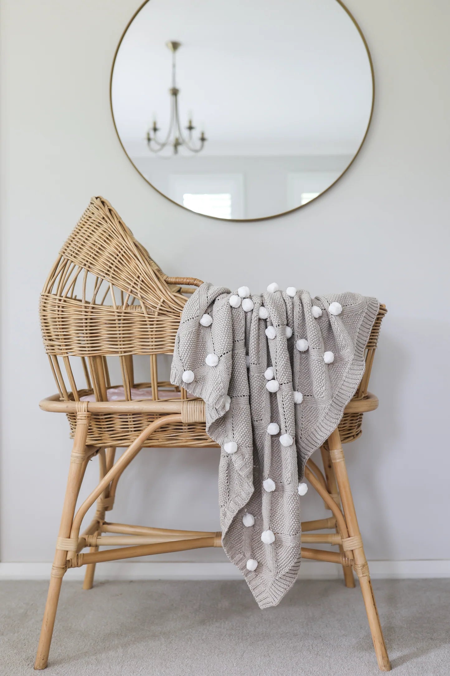 Alimrose Pom Pom Blanket - Latte